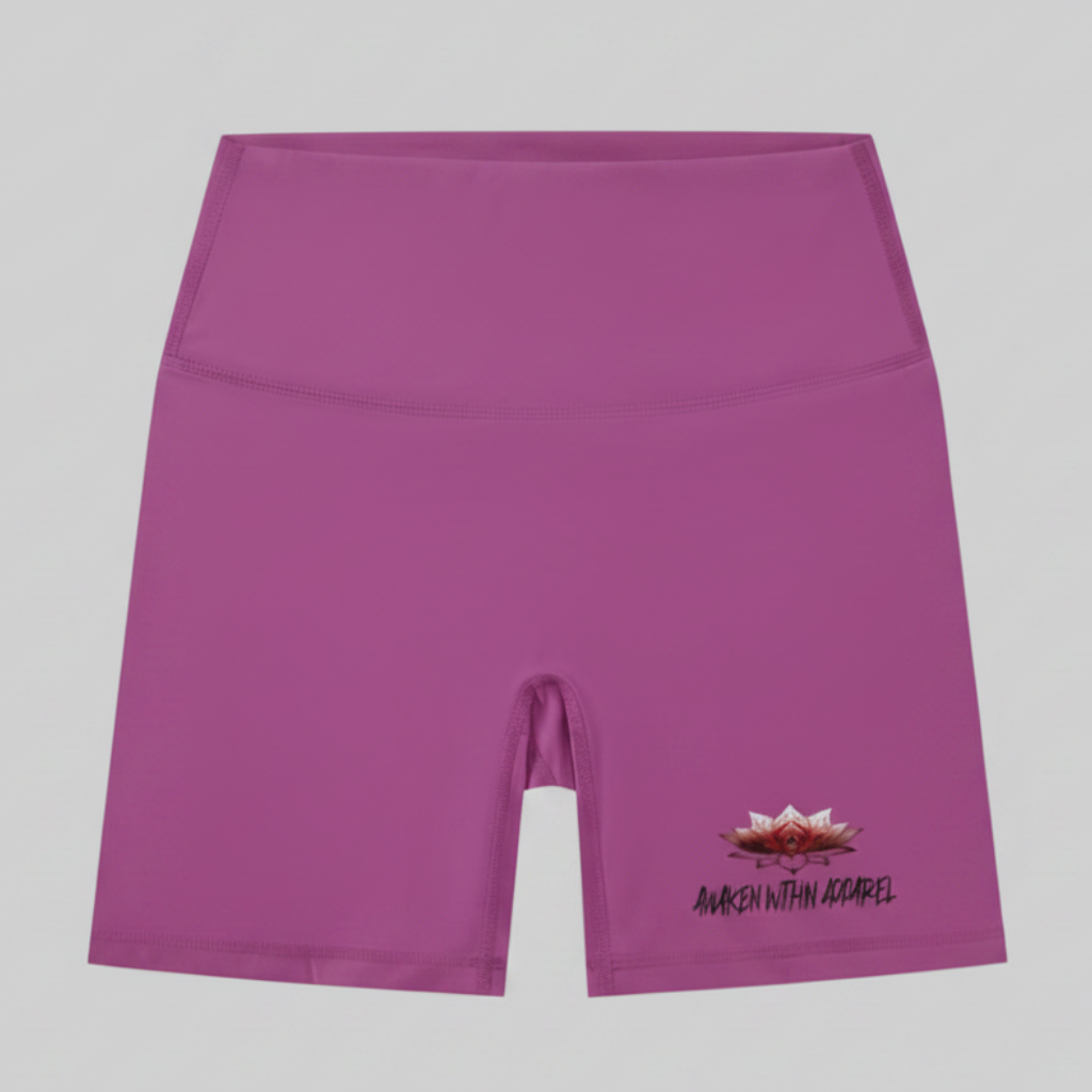 Awaken Within Apparel Lotus Logo Women's High-Waisted Biker Shorts