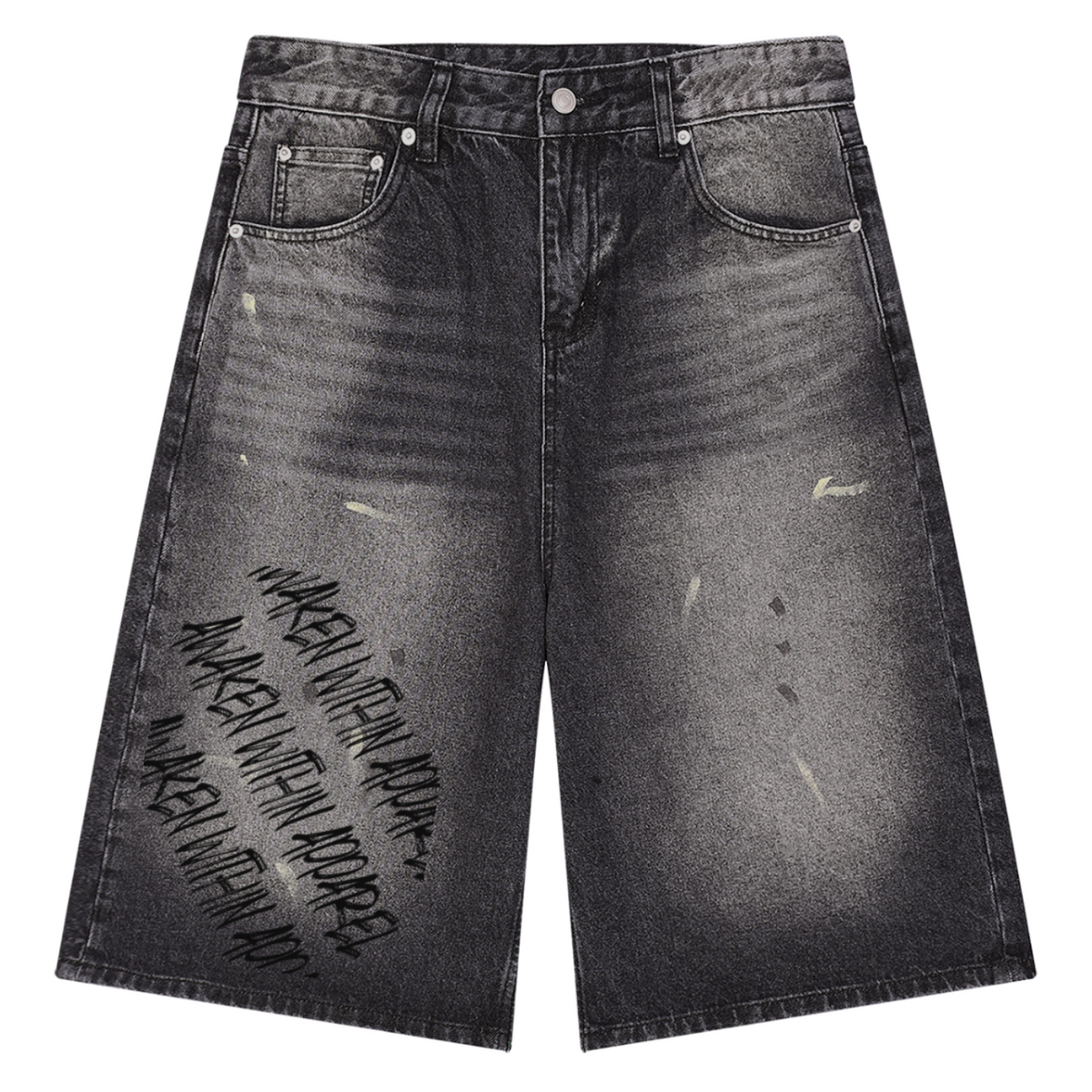 Awaken Within Apparel Men’s Vintage Wash Wide Leg Denim Shorts