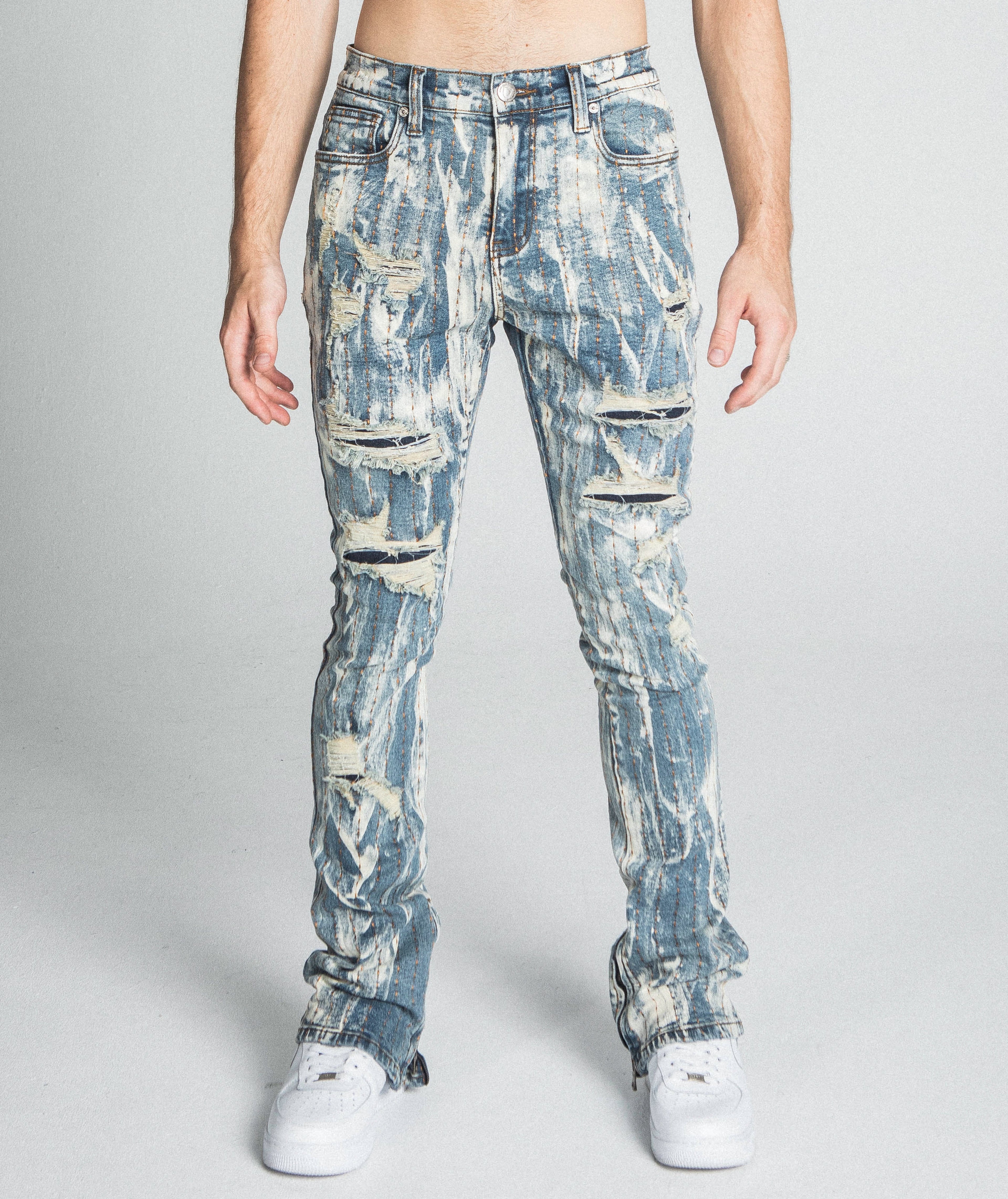 AJ17SK THREAD LINE STACKED JEANS