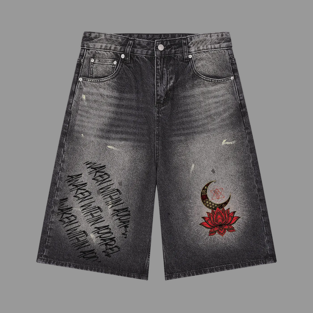 Awaken Within Apparel- Men’s Vintage Wash Wide Leg Denim Shorts