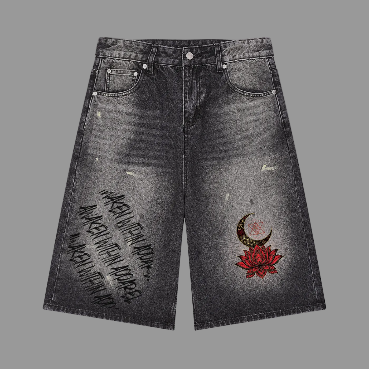 Awaken Within Apparel- Men’s Vintage Wash Wide Leg Denim Shorts