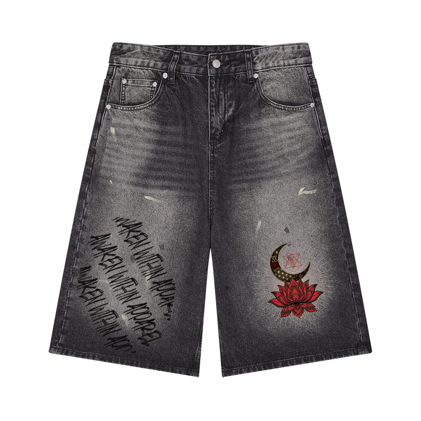 Awaken Within Apparel- Men’s Vintage Wash Wide Leg Denim Shorts
