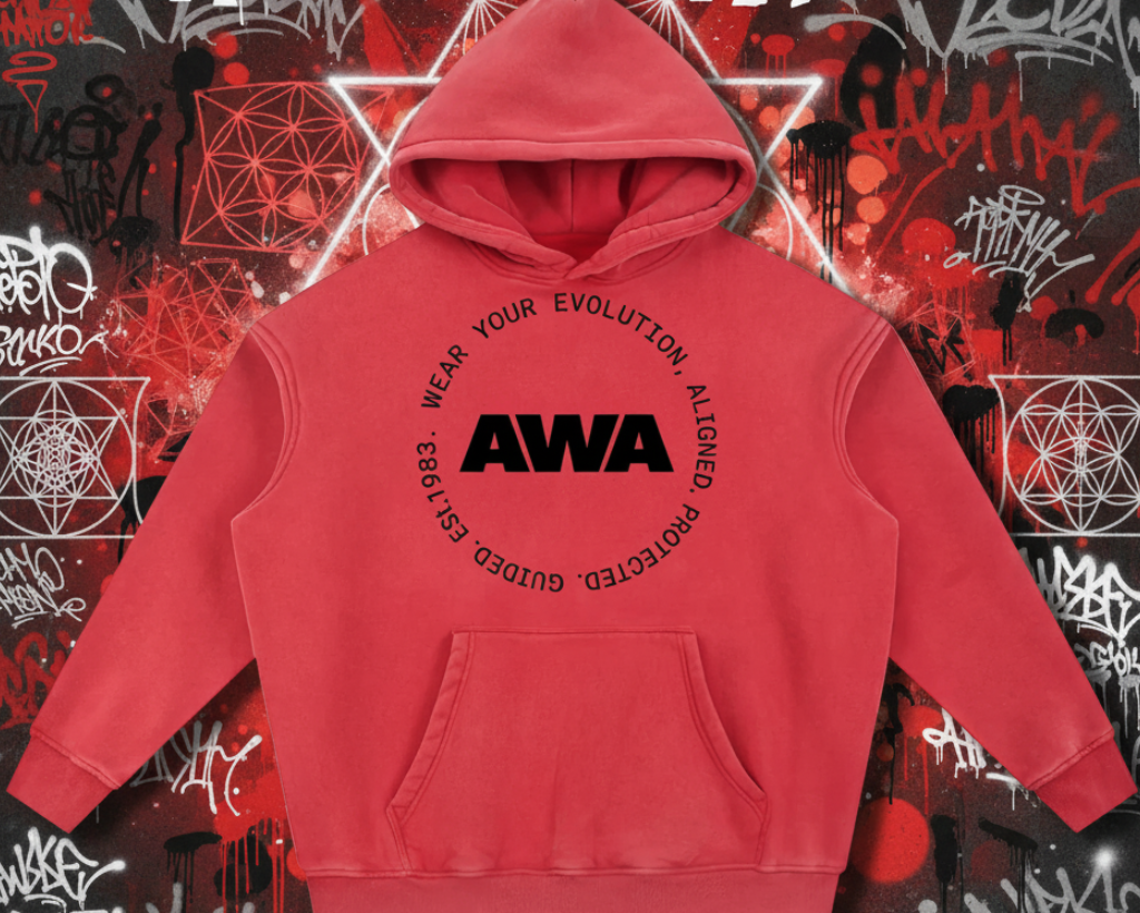 AWA Circle Design Snow Wash Fleece Oversized Hoodie