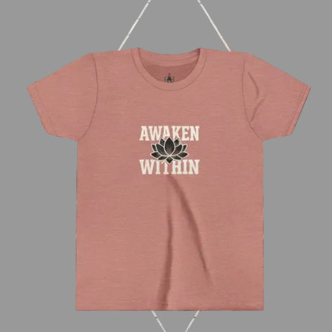 Youth Tee "Awaken Within" Lotus Front & "It's a New Day" Back Inspirational Shirt