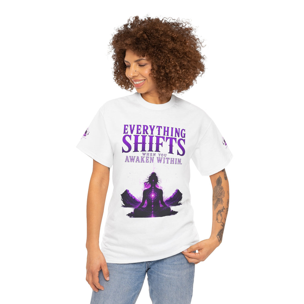 Spiritual Meditation T-Shirt — "Everything Shifts When You Awaken Within" Yoga Tee - Awaken Within Apparel