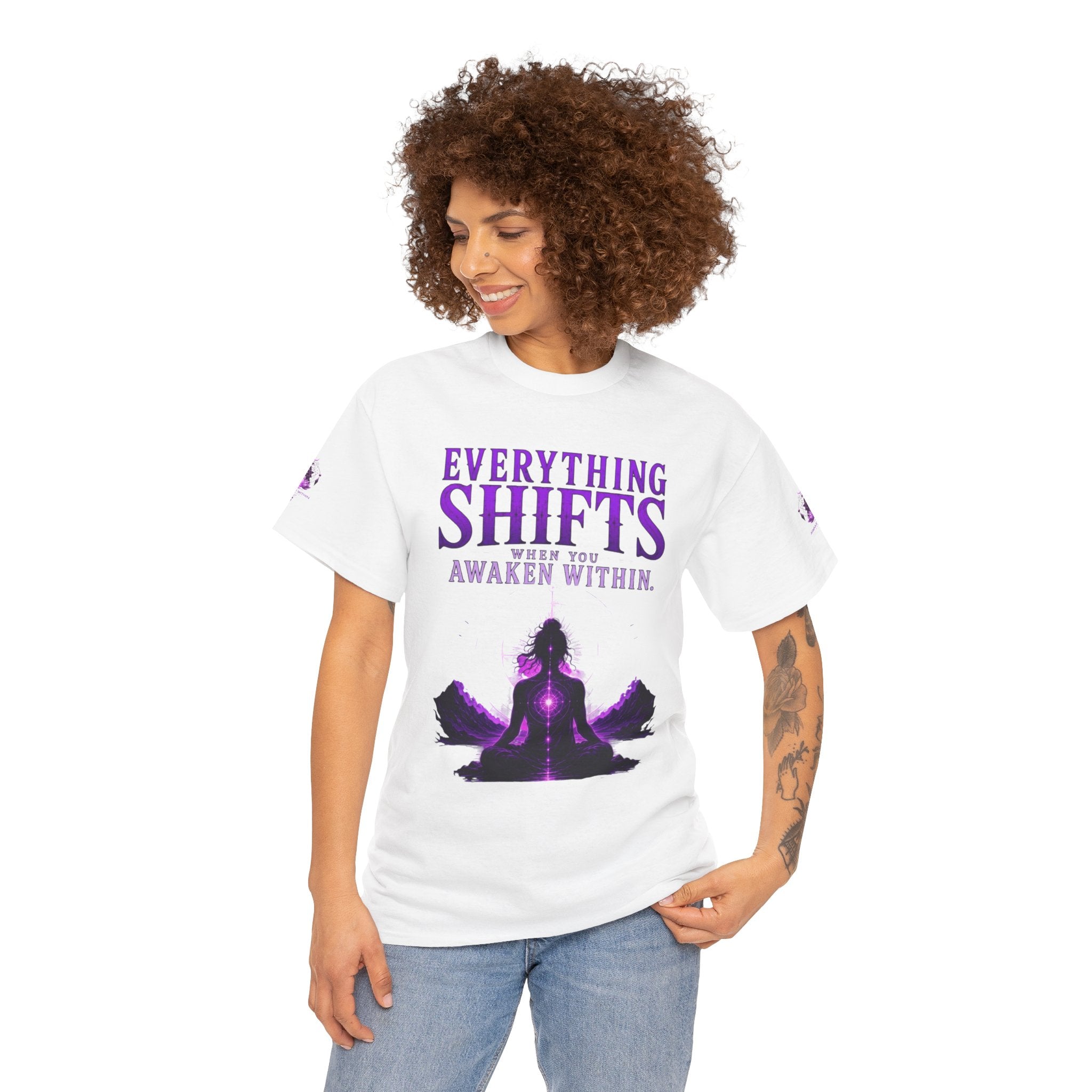 Spiritual Meditation T-Shirt — "Everything Shifts When You Awaken Within" Yoga Tee - Awaken Within Apparel