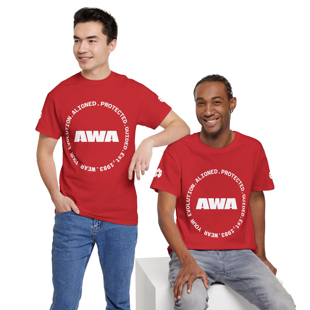 AWA Circle Logo Tee — Bold Black Graphic T‑Shirt with 'AWA' Emblem