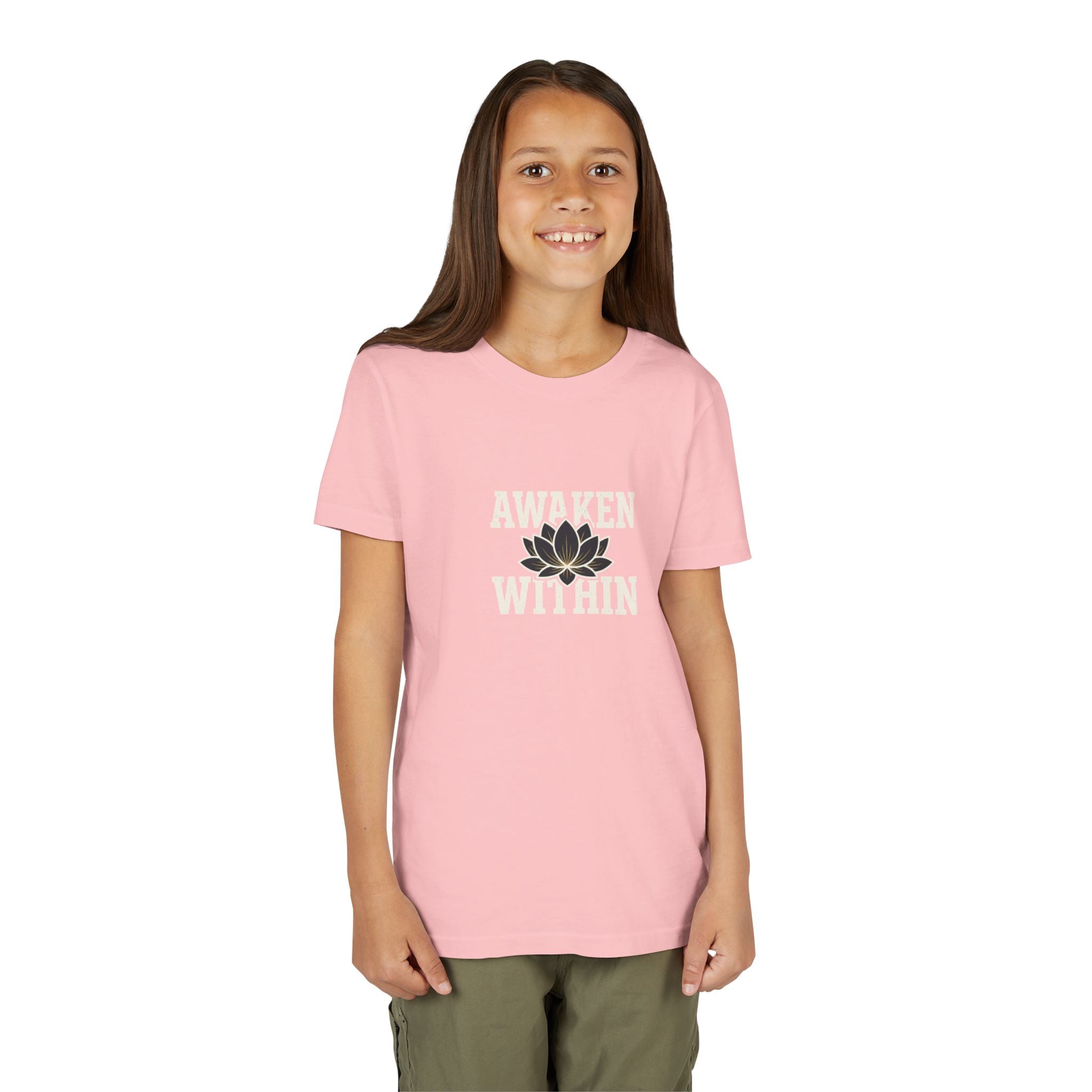 Youth Tee — "Awaken Within" Lotus Front & "It's a New Day" Back Inspirational Shirt