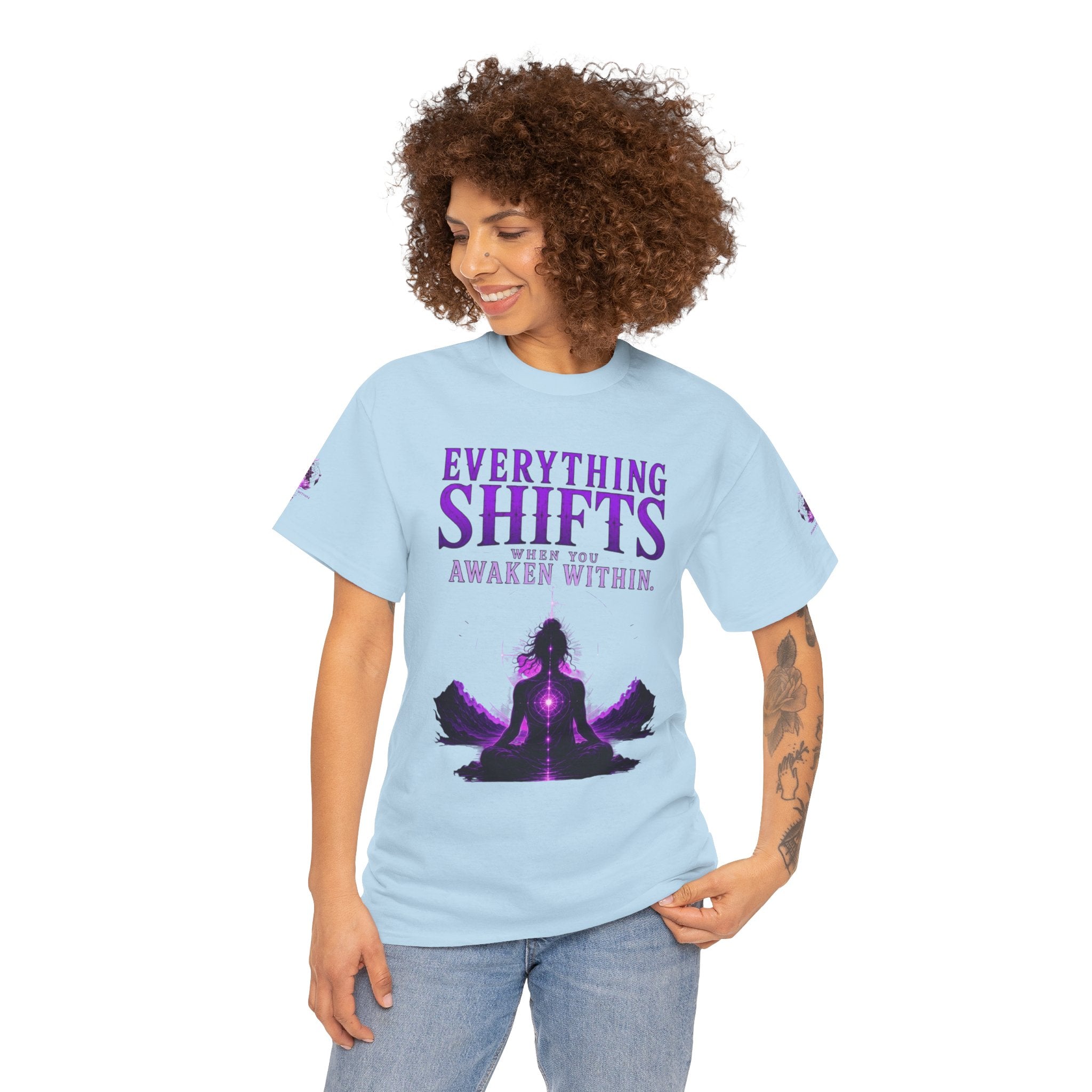 Spiritual Meditation T-Shirt — "Everything Shifts When You Awaken Within" Yoga Tee - Awaken Within Apparel