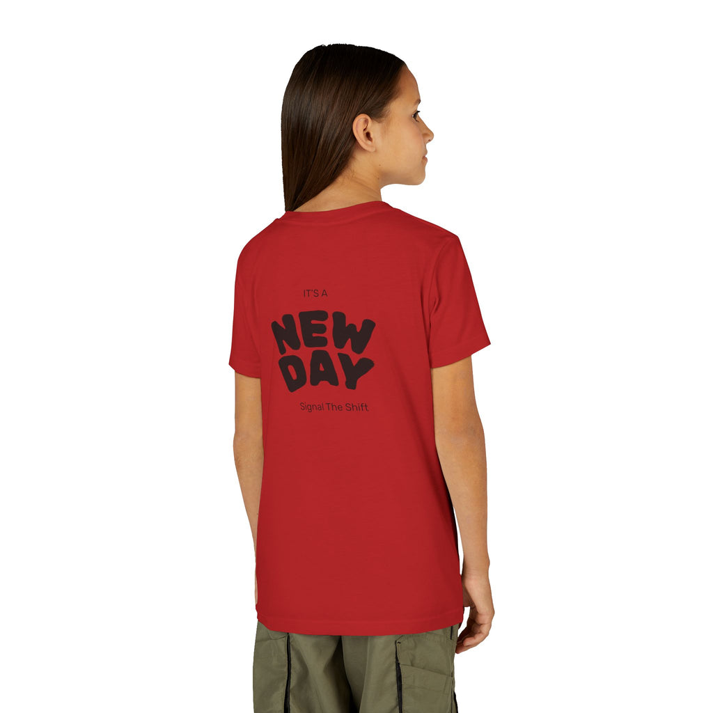 Youth Tee — "Awaken Within" Lotus Front & "It's a New Day" Back Inspirational Shirt
