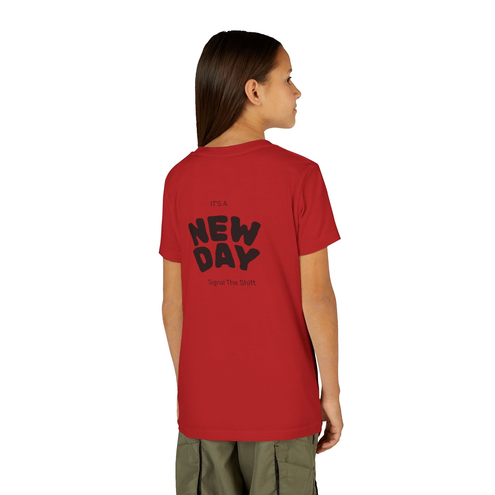 Youth Tee — "Awaken Within" Lotus Front & "It's a New Day" Back Inspirational Shirt