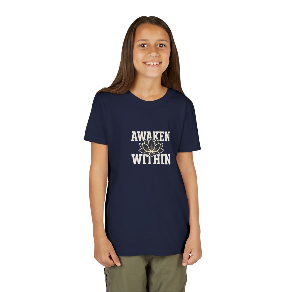 Youth Tee — "Awaken Within" Lotus Front & "It's a New Day" Back Inspirational Shirt