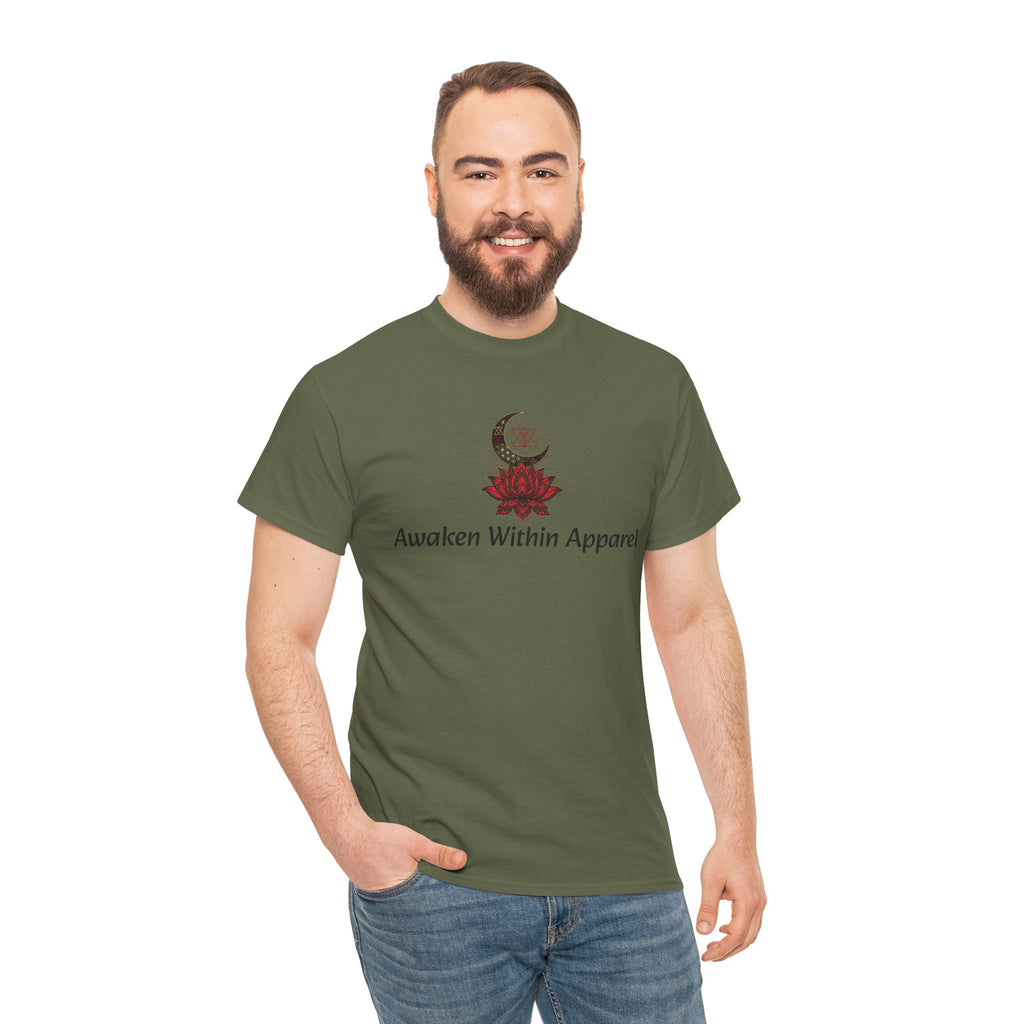 Awaken Within Apparel Tee — Crescent Moon & Sun Spiritual Graphic T-Shirt