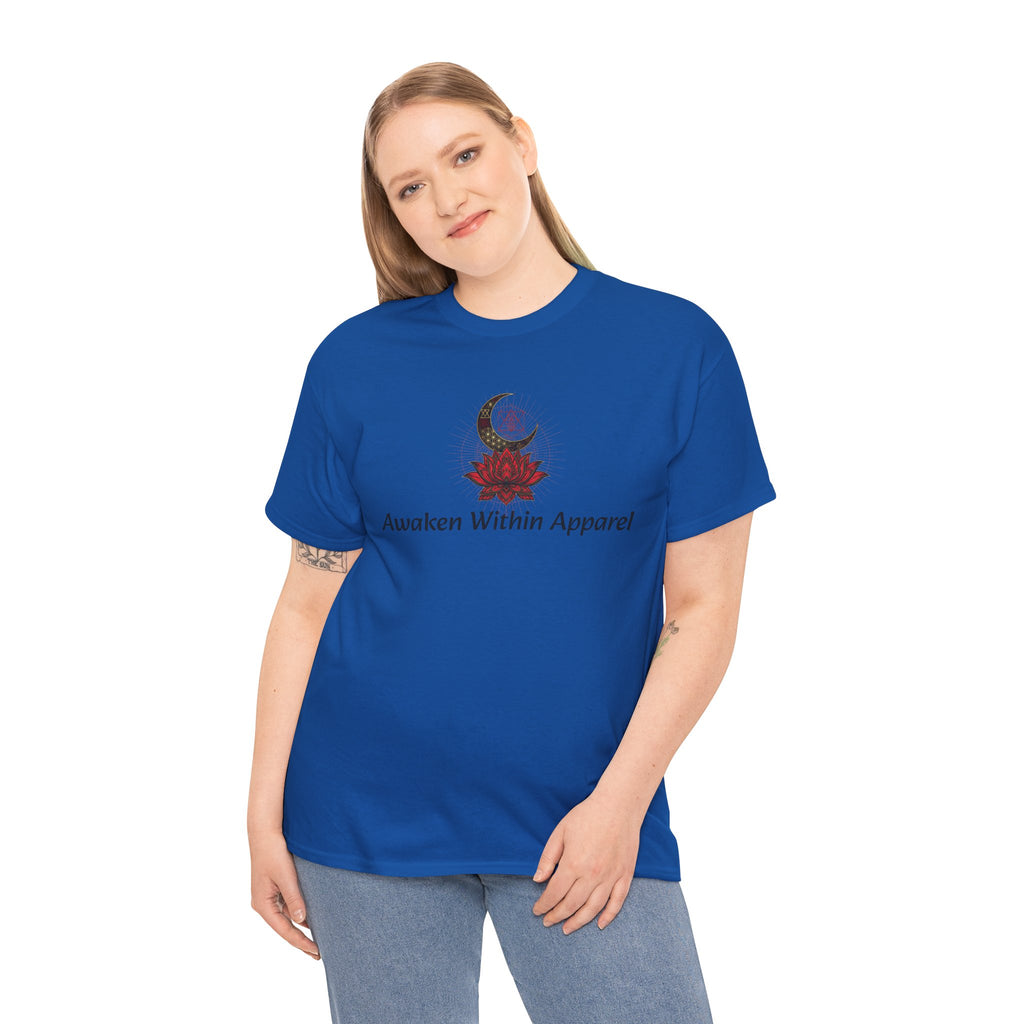 Awaken Within Apparel Tee — Crescent Moon & Sun Spiritual Graphic T-Shirt