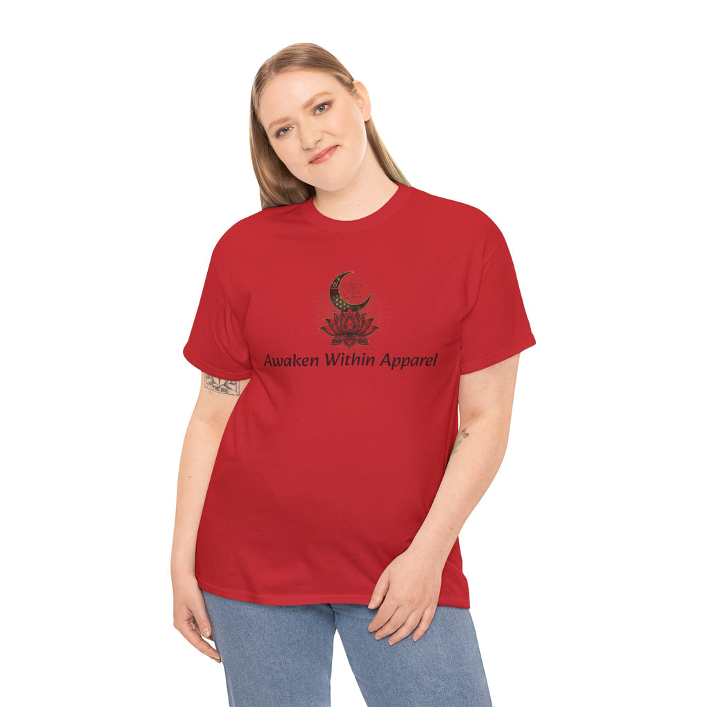 Awaken Within Apparel Tee — Crescent Moon & Sun Spiritual Graphic T-Shirt