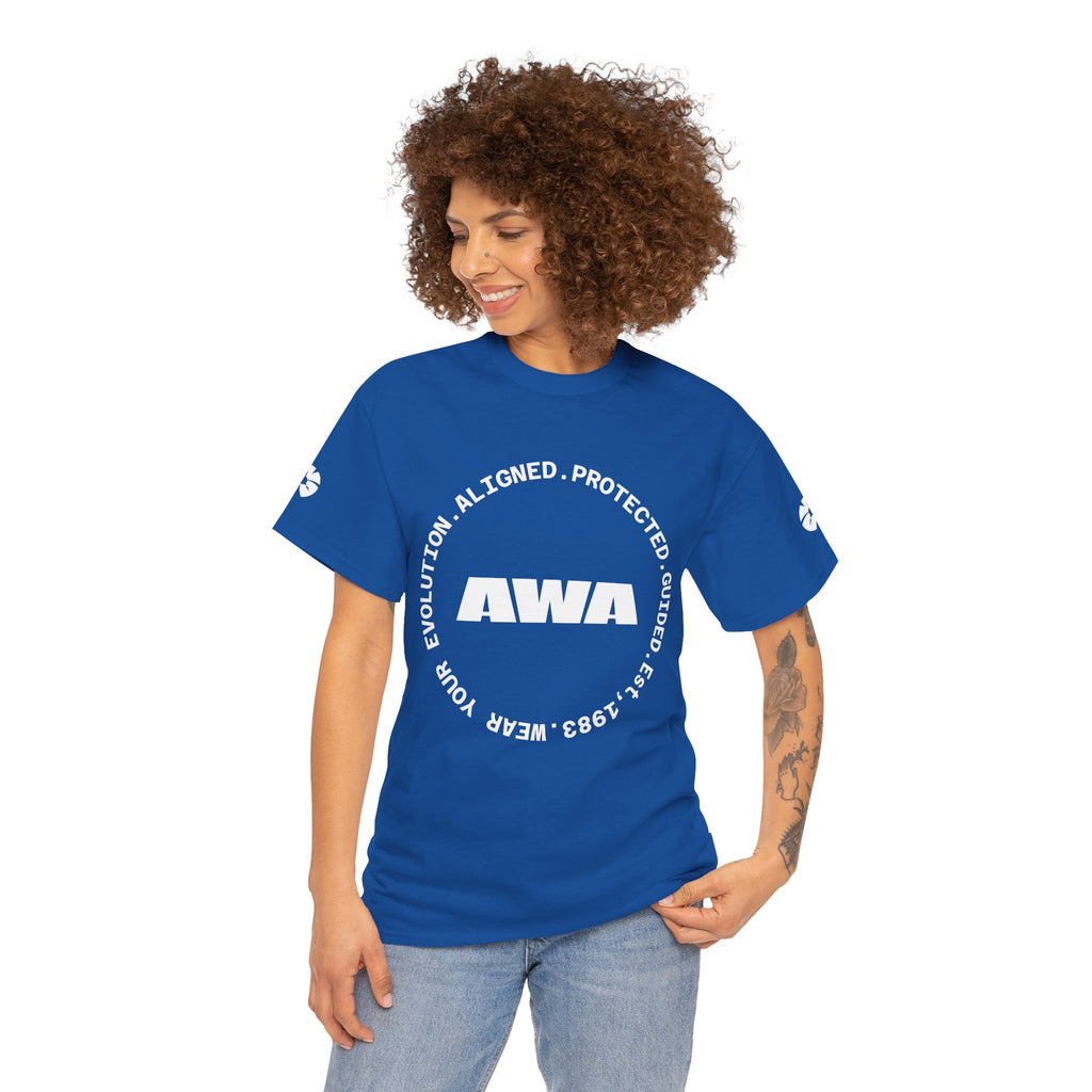 AWA Circle Logo Tee — Bold Black Graphic T‑Shirt with 'AWA' Emblem