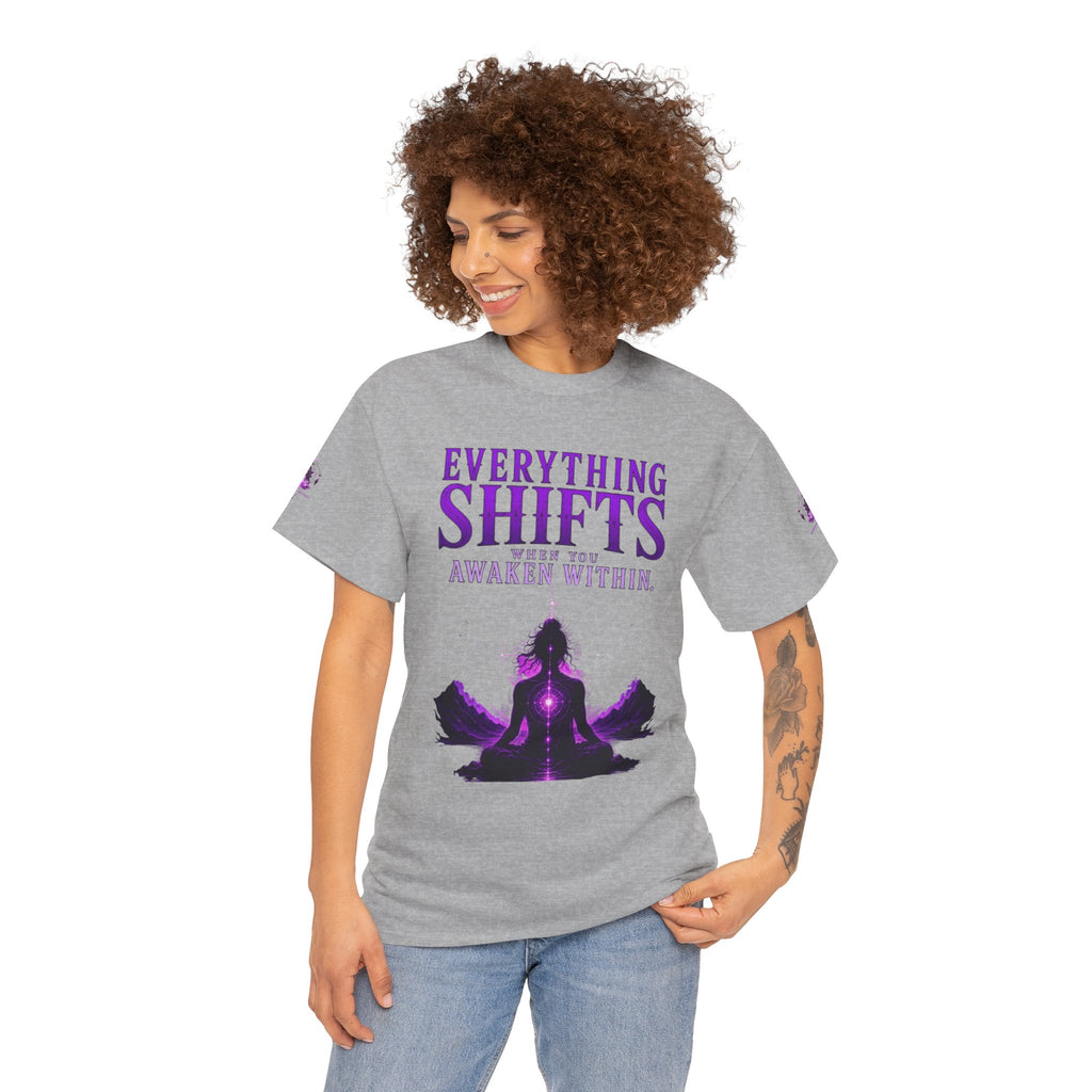 Spiritual Meditation T-Shirt — "Everything Shifts When You Awaken Within" Yoga Tee - Awaken Within Apparel