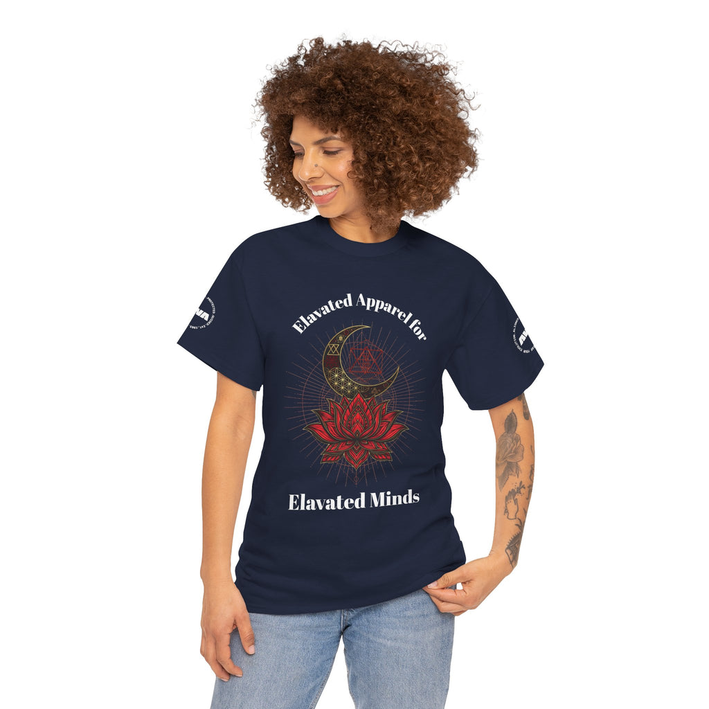 Elevated Minds Lotus Tee — Spiritual Graphic T-Shirt with Moon & Lotus - Awaken Within Apparel