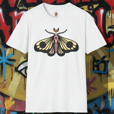 Moth & Crescent Moon T‑Shirt — 'Be Good Do Good' Graphic Tee
