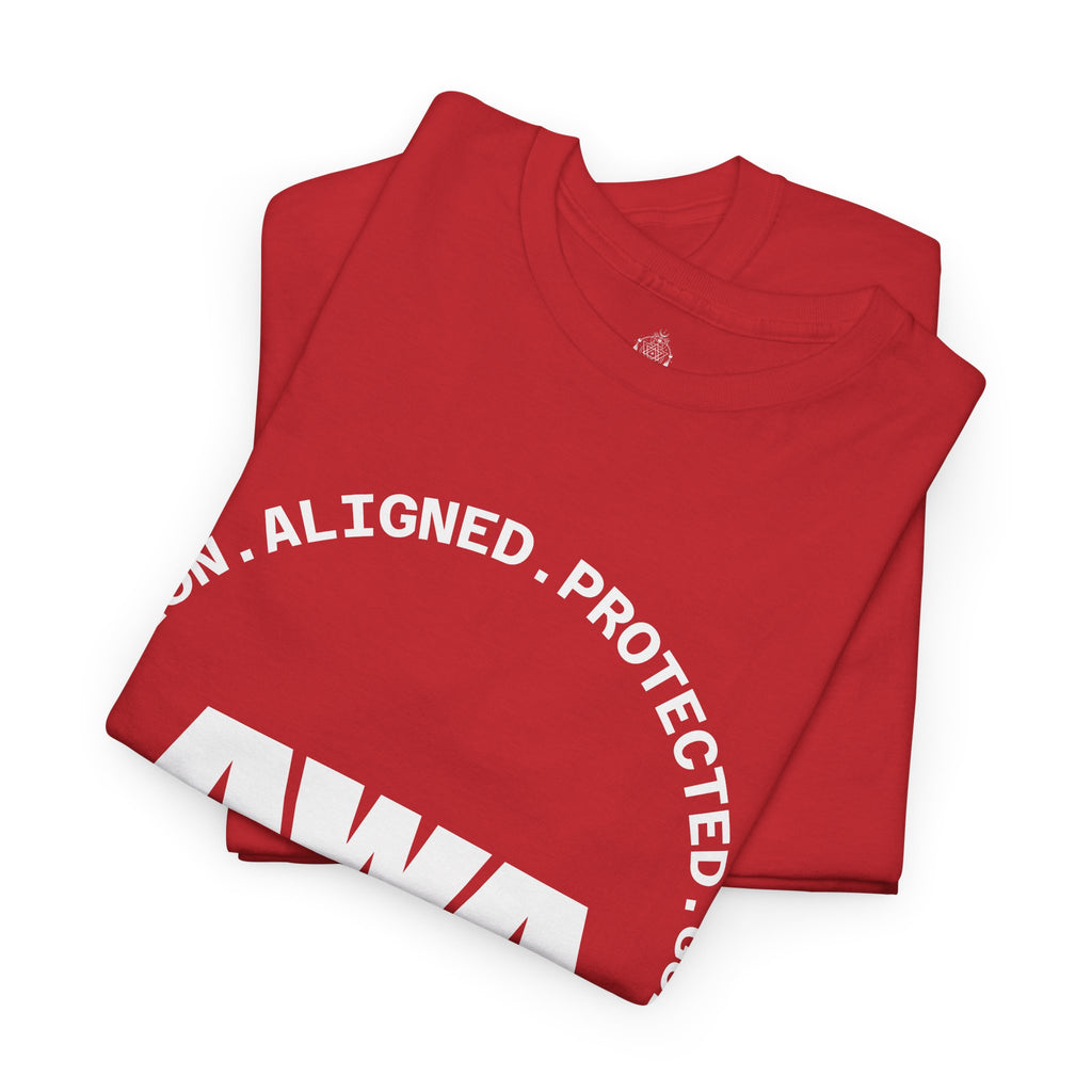AWA Circle Logo Tee — Bold Black Graphic T‑Shirt with 'AWA' Emblem