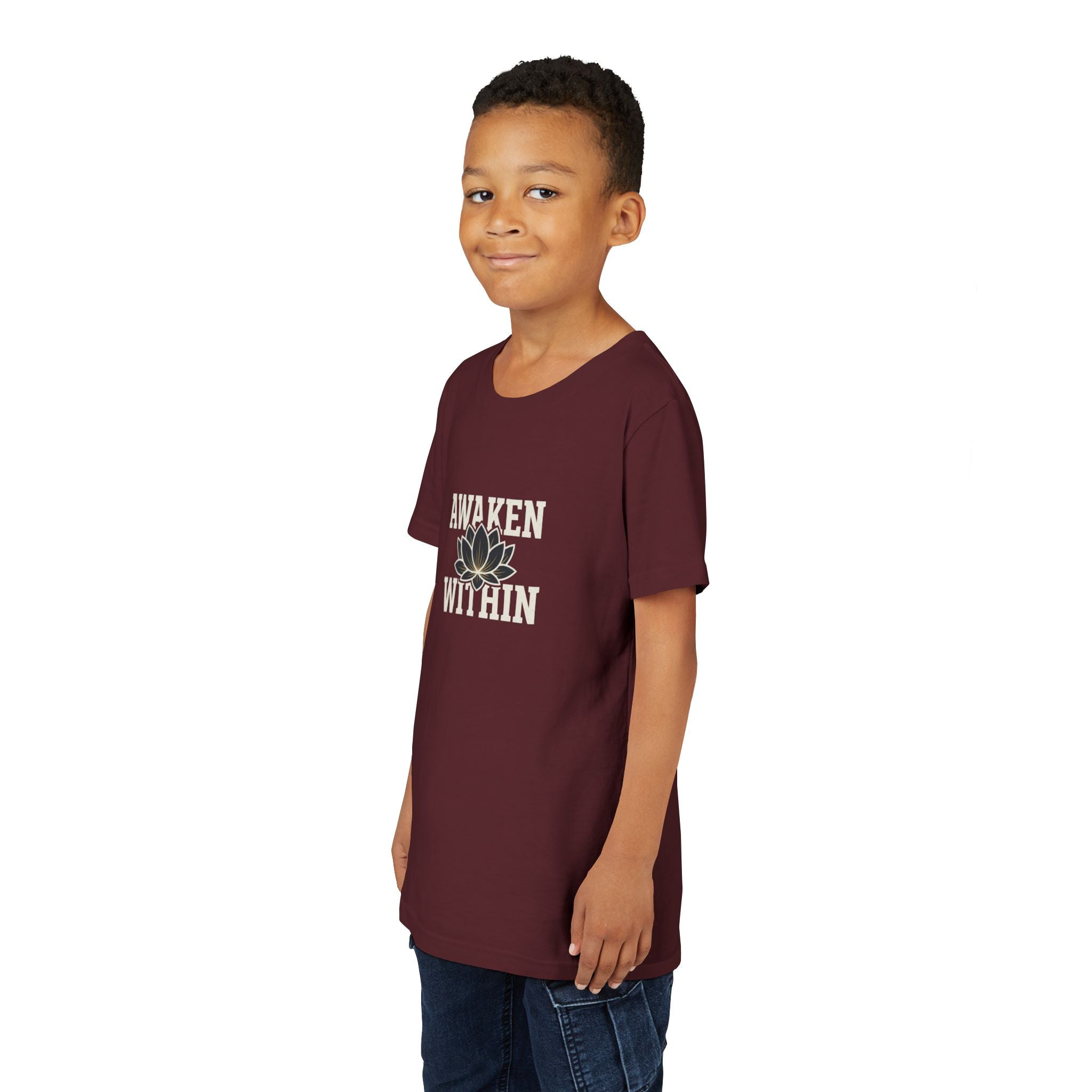 Youth Tee — "Awaken Within" Lotus Front & "It's a New Day" Back Inspirational Shirt
