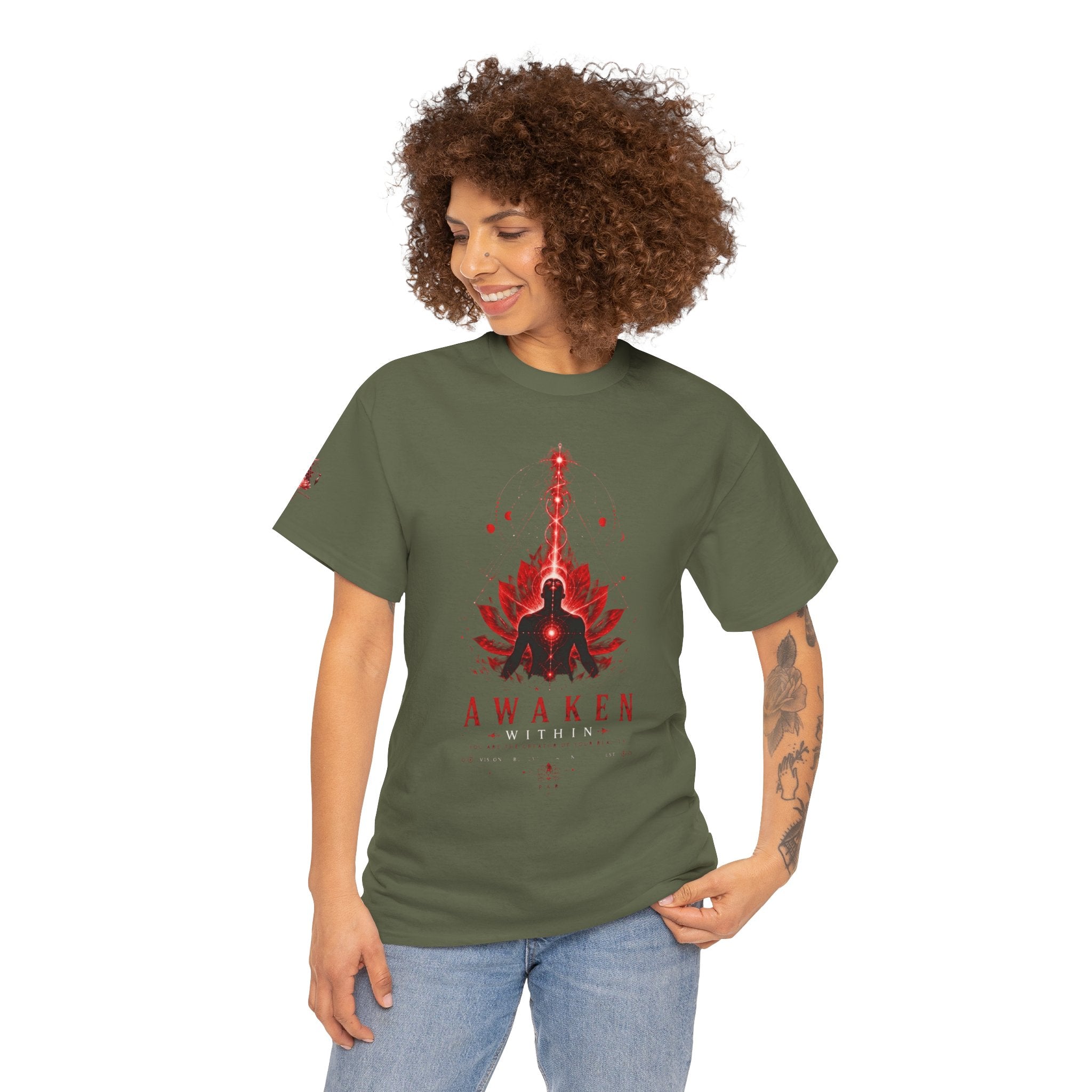 Awaken Meditation T-Shirt — Red Lotus Spiritual Tee - Awaken Within Apparel