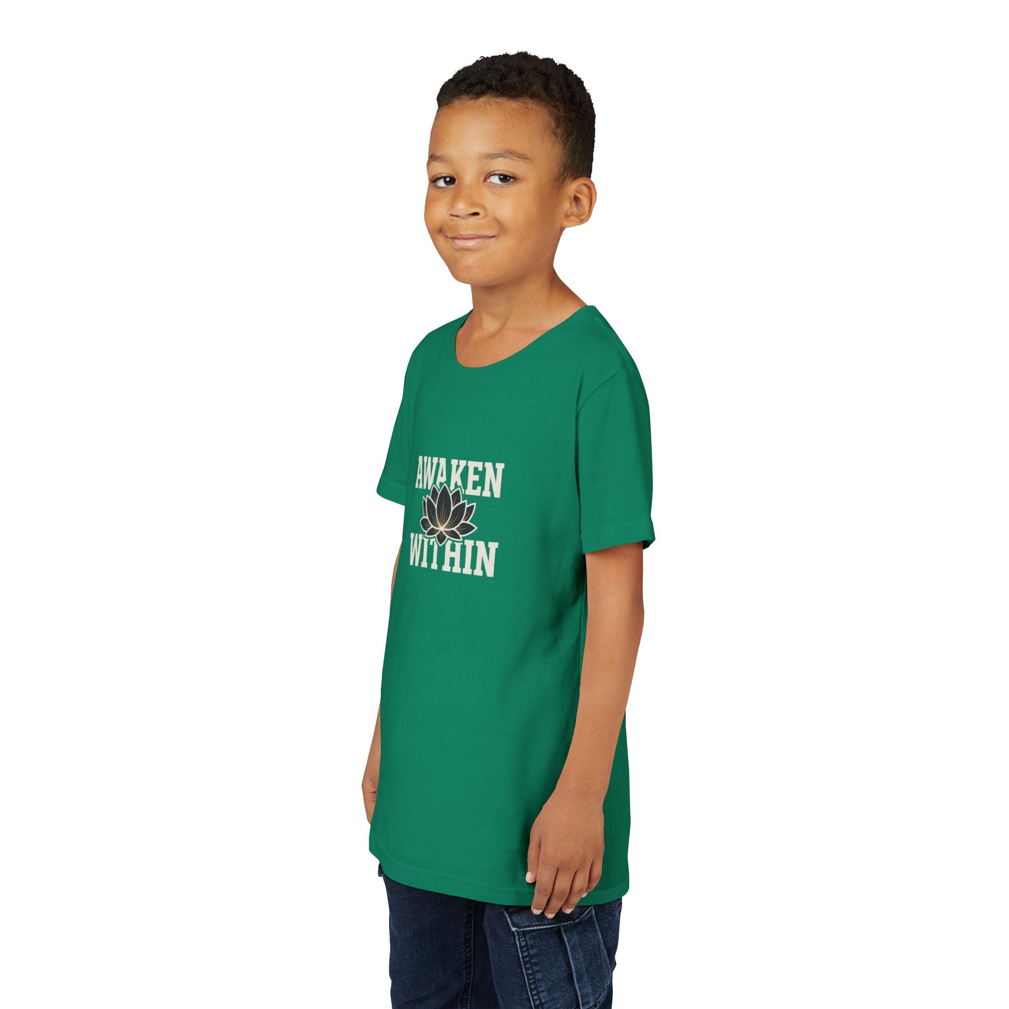Youth Tee — "Awaken Within" Lotus Front & "It's a New Day" Back Inspirational Shirt