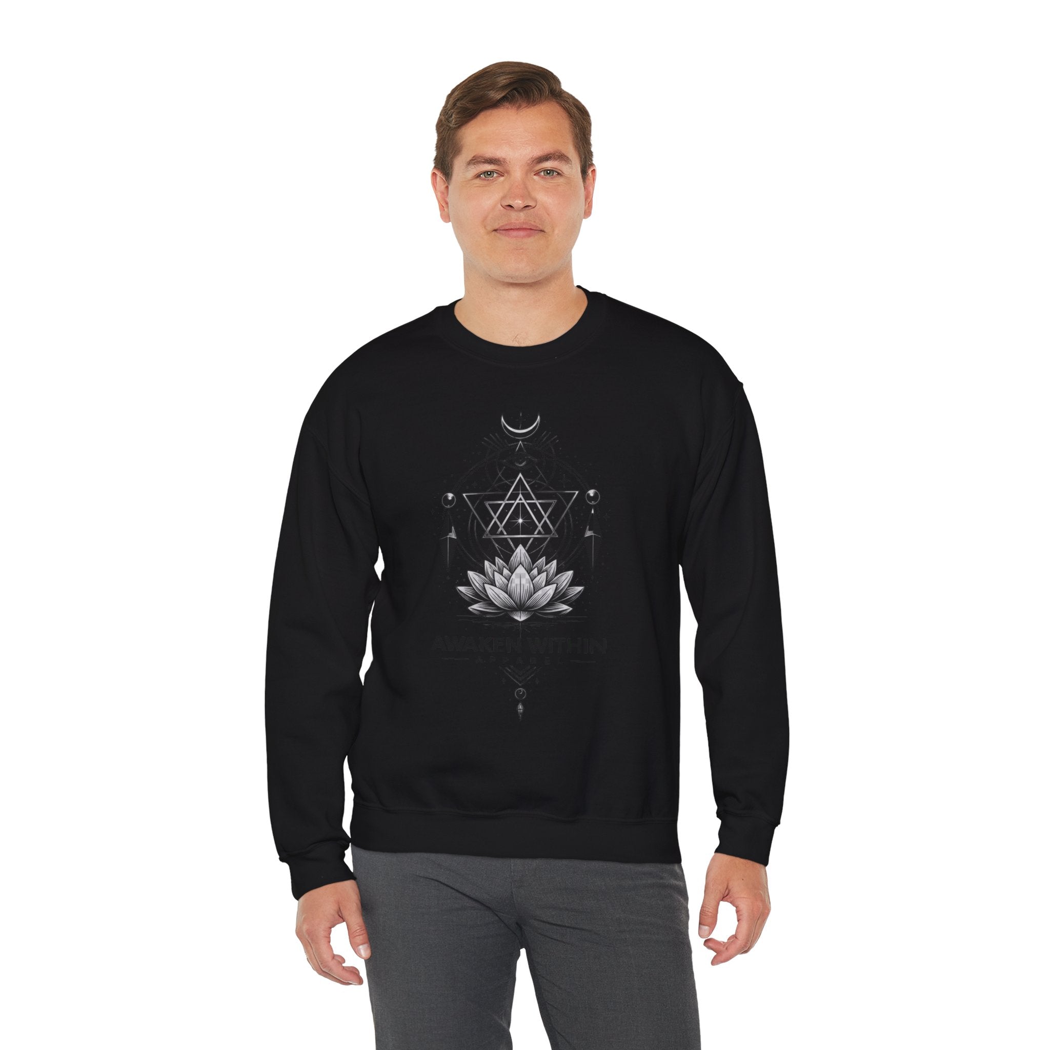 Lotus & Geometric Spiritual Crewneck Sweatshirt