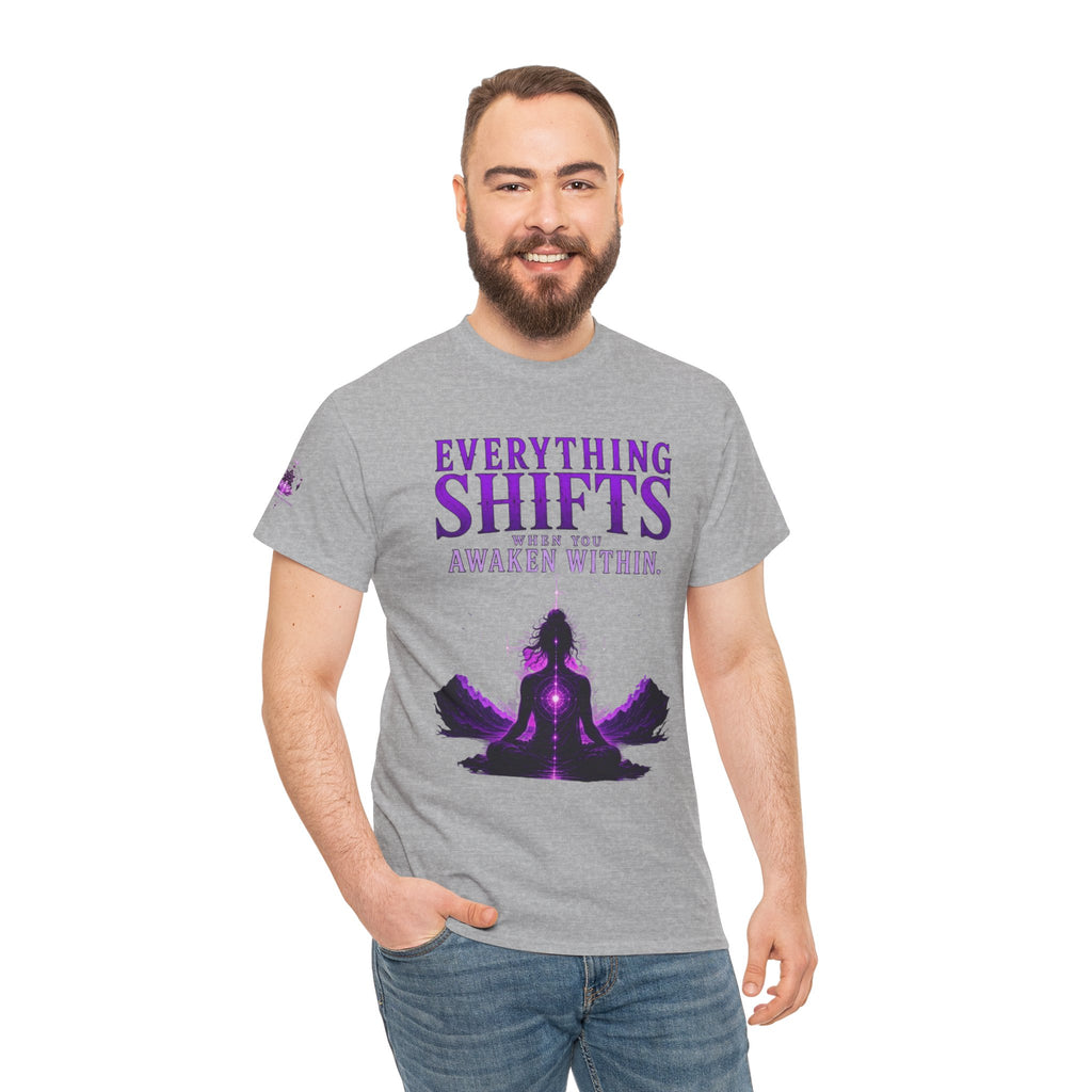 Spiritual Meditation T-Shirt — "Everything Shifts When You Awaken Within" Yoga Tee - Awaken Within Apparel
