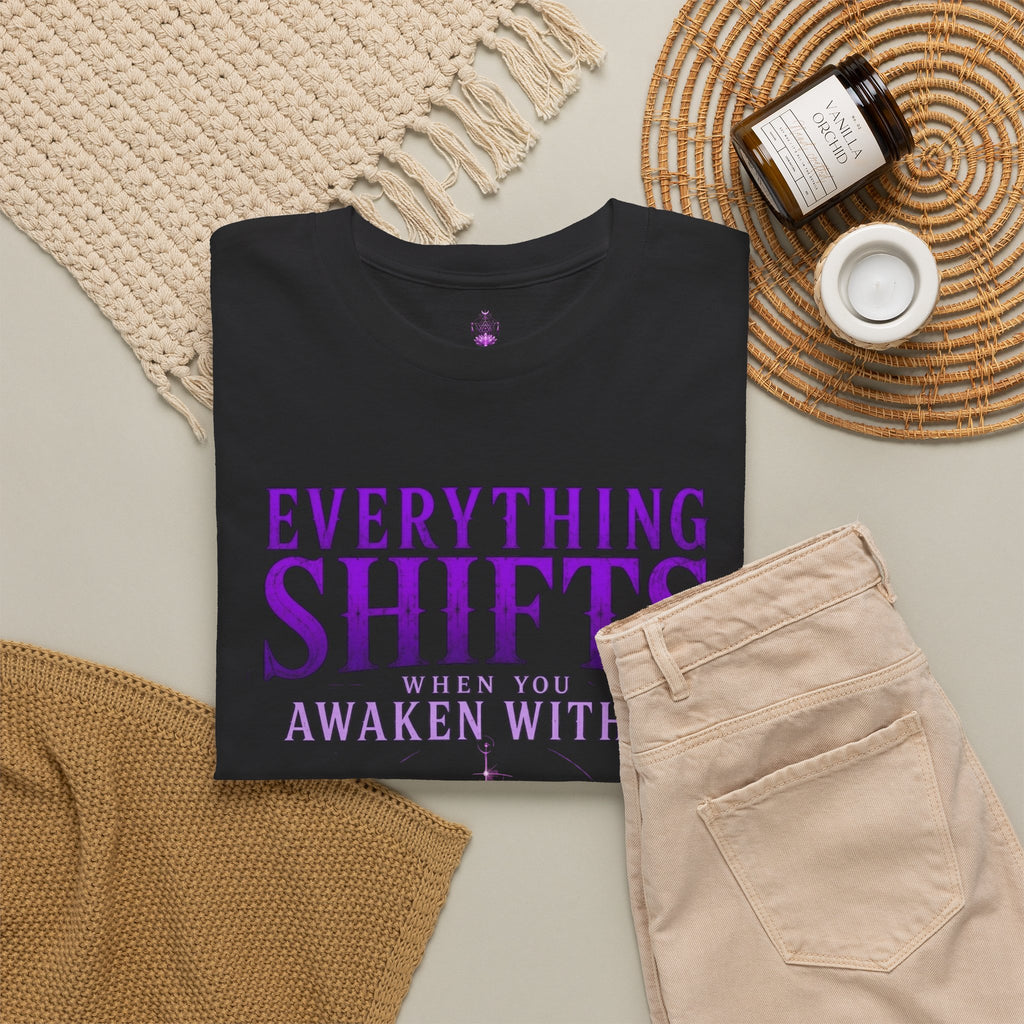 Spiritual Meditation T-Shirt — "Everything Shifts When You Awaken Within" Yoga Tee - Awaken Within Apparel