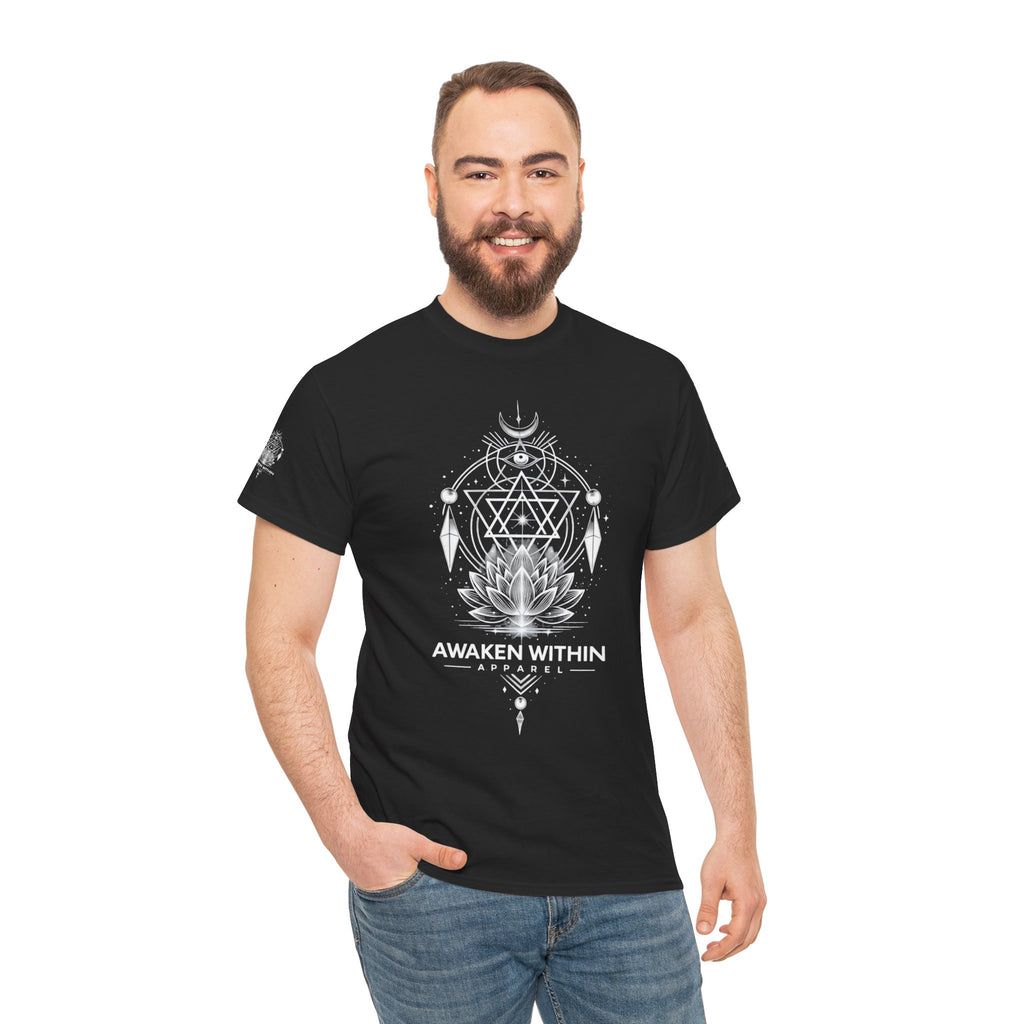 'Awaken Within' Spiritual Lotus Sacred Geometry T-Shirt