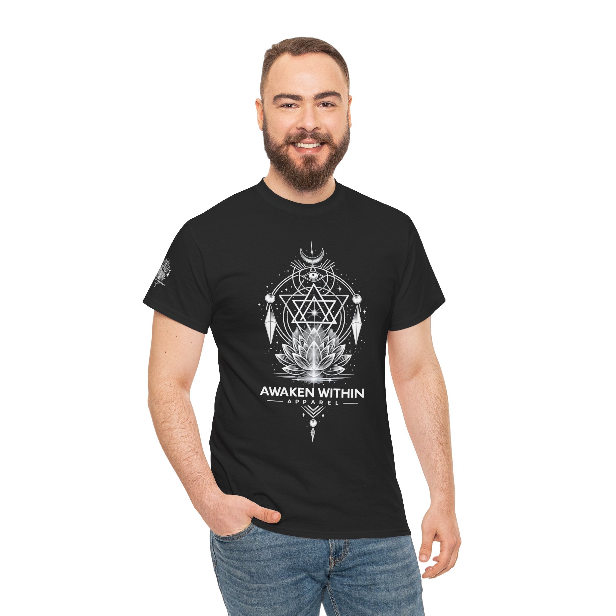 'Awaken Within' Spiritual Lotus Sacred Geometry T-Shirt