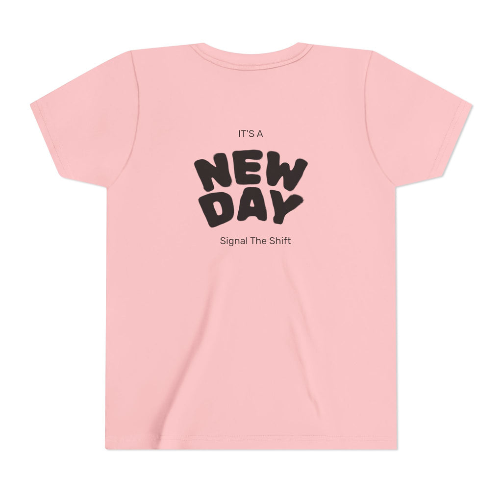 Youth Tee — "Awaken Within" Lotus Front & "It's a New Day" Back Inspirational Shirt