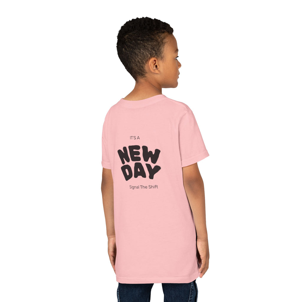 Youth Tee — "Awaken Within" Lotus Front & "It's a New Day" Back Inspirational Shirt