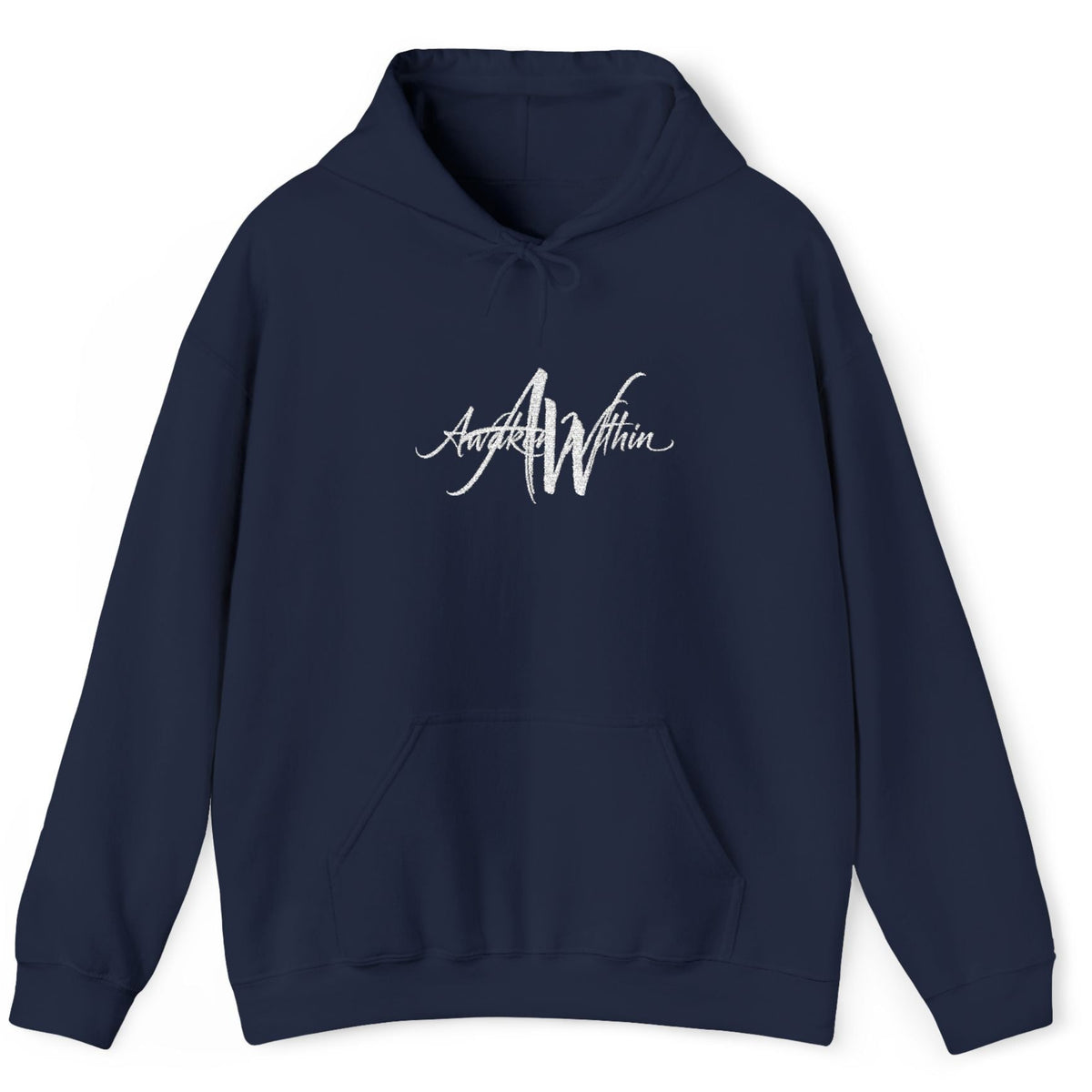 AW Script Wordmark Hoodie — Awaken Within Graphic Pullover Sweatshirt