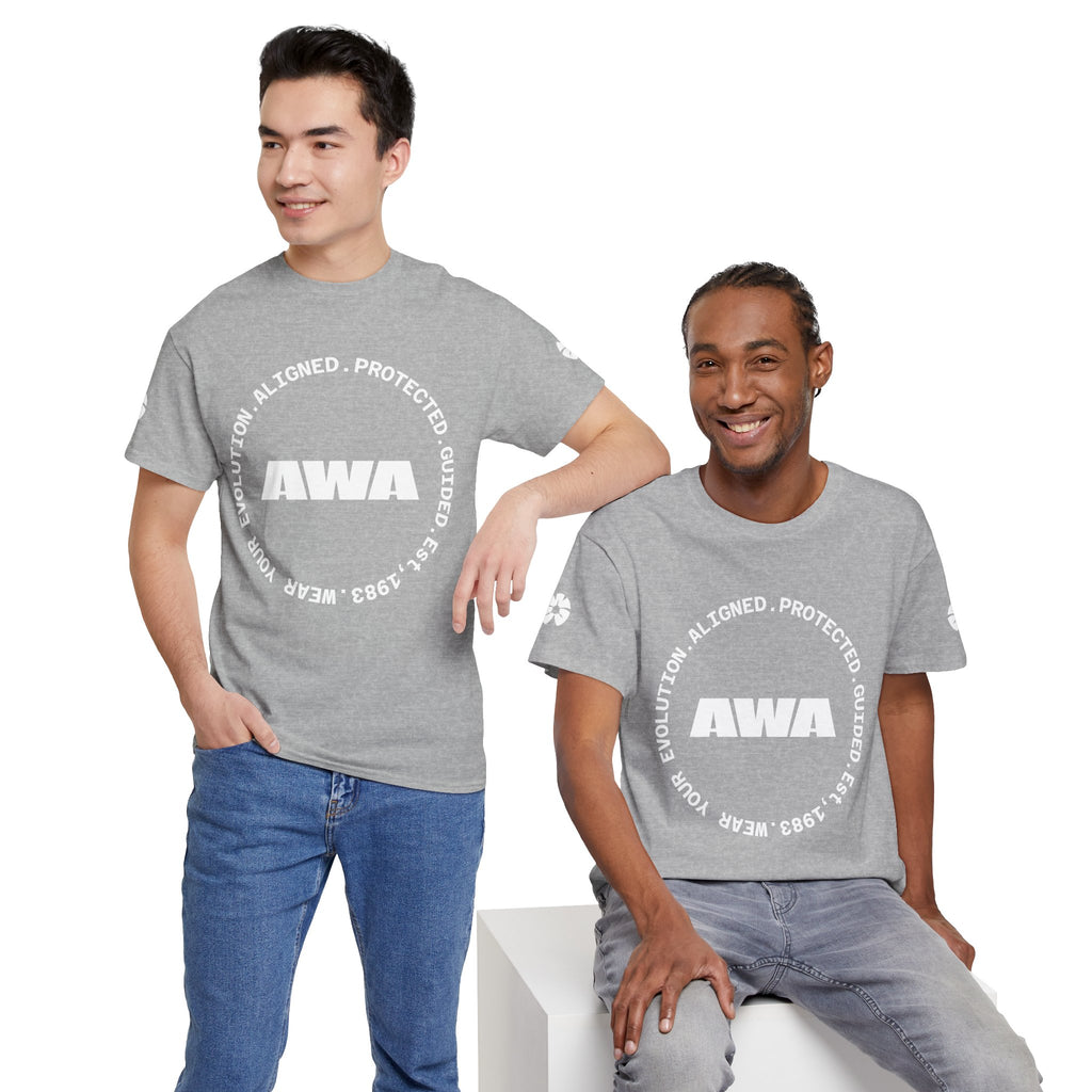 AWA Circle Logo Tee — Bold Black Graphic T‑Shirt with 'AWA' Emblem
