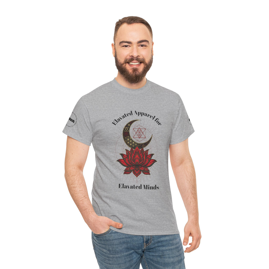Lotus Moon Tee — "Elevated Minds" Spiritual Graphic T-Shirt - Awaken Within Apparel
