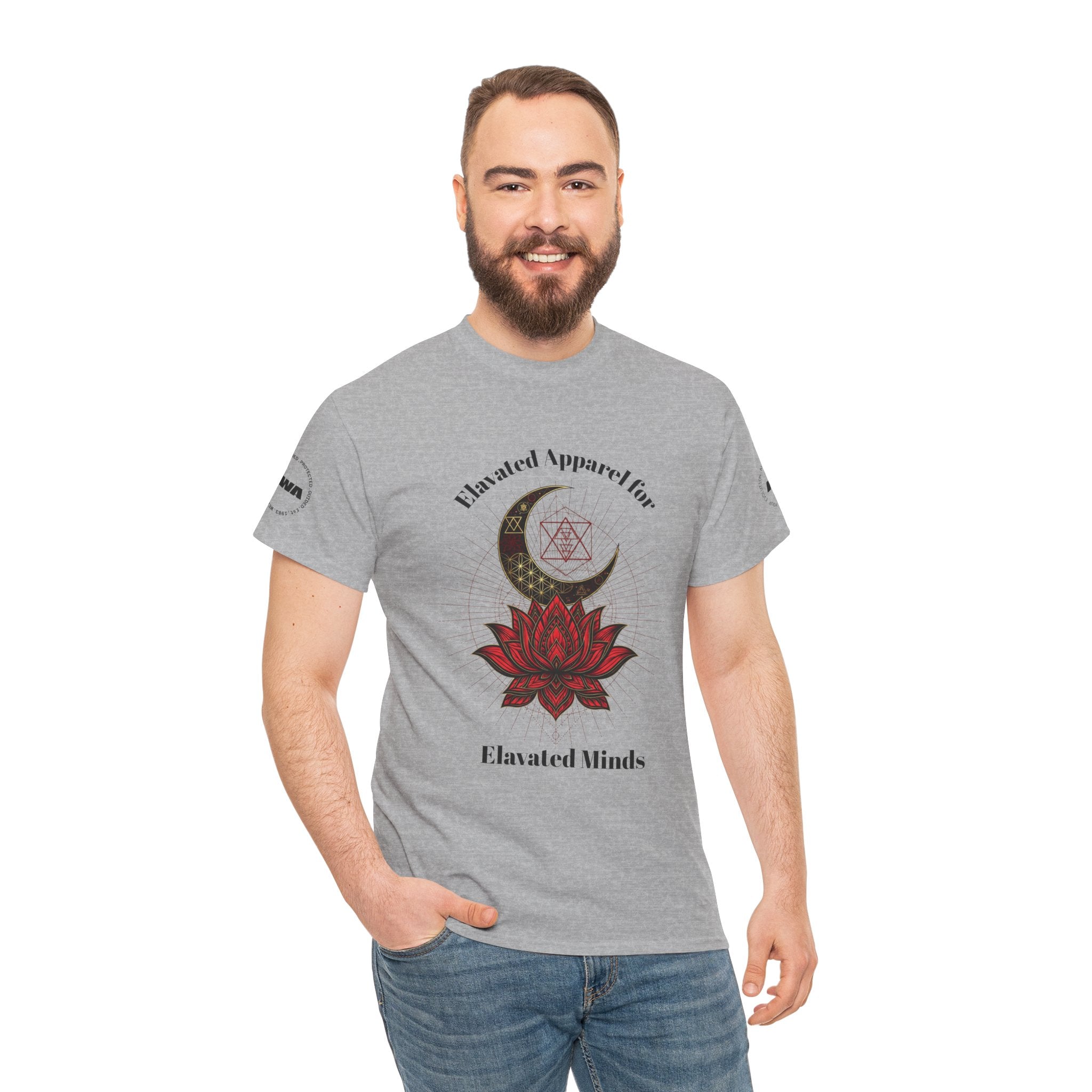 Lotus Moon Tee — "Elevated Minds" Spiritual Graphic T-Shirt - Awaken Within Apparel