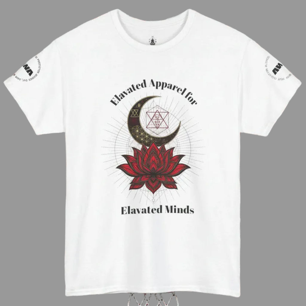 Lotus Moon Tee — "Elevated Minds" Spiritual Graphic T-Shirt - Awaken Within Apparel