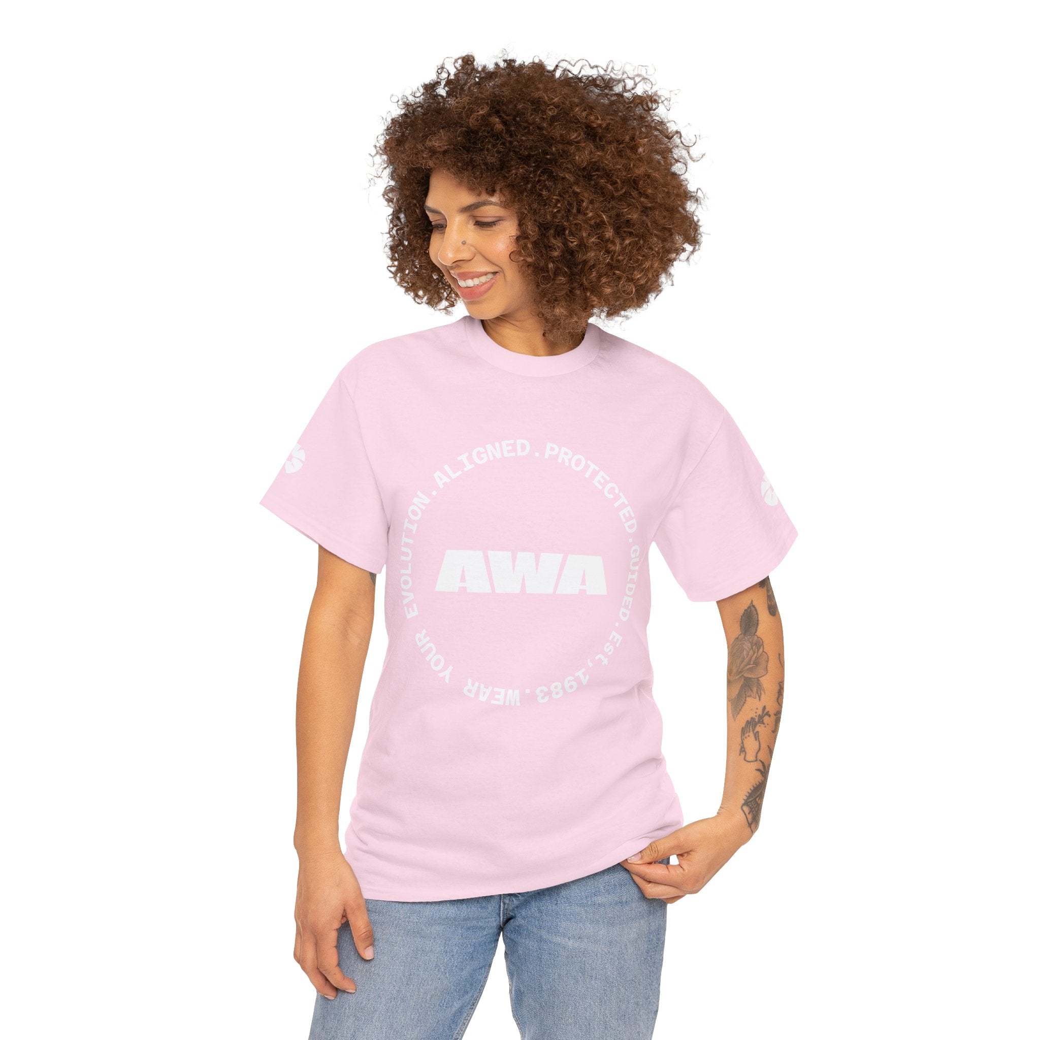 AWA Circle Logo Tee — Bold Black Graphic T‑Shirt with 'AWA' Emblem