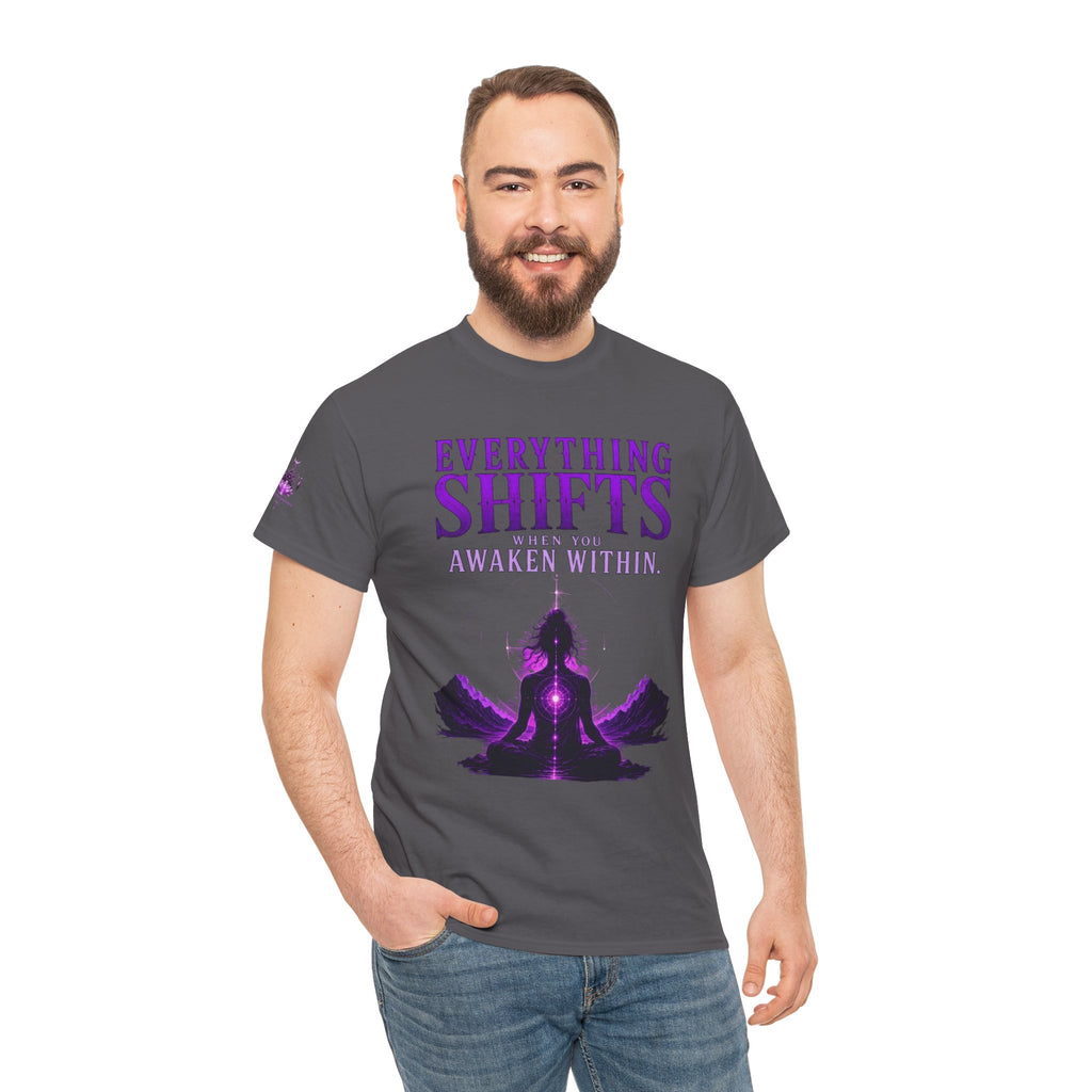 Spiritual Meditation T-Shirt — "Everything Shifts When You Awaken Within" Yoga Tee - Awaken Within Apparel