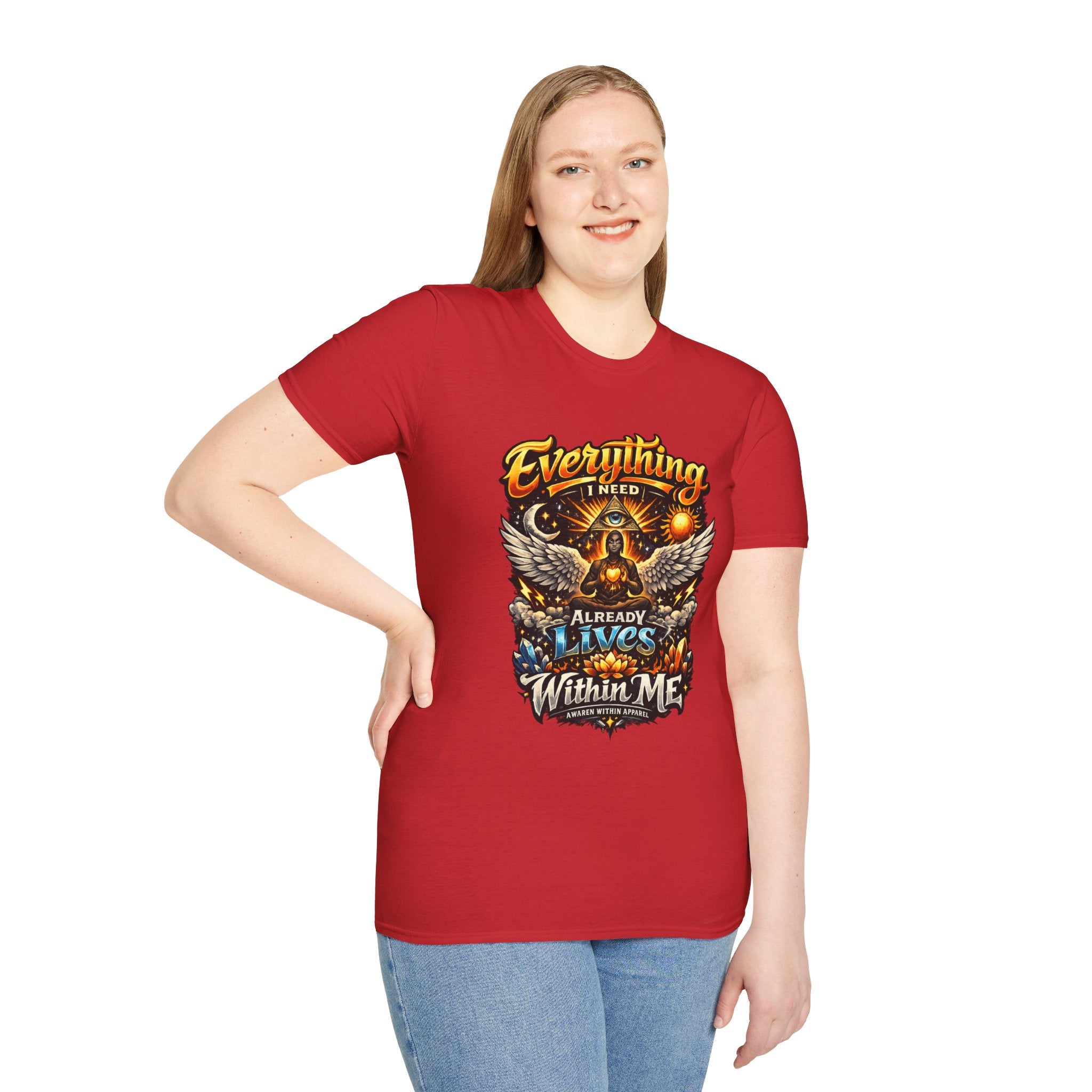 Spiritual Graphic T-Shirt — "Everything I Need Already Lives Within Me" - Awaken Within Apparel