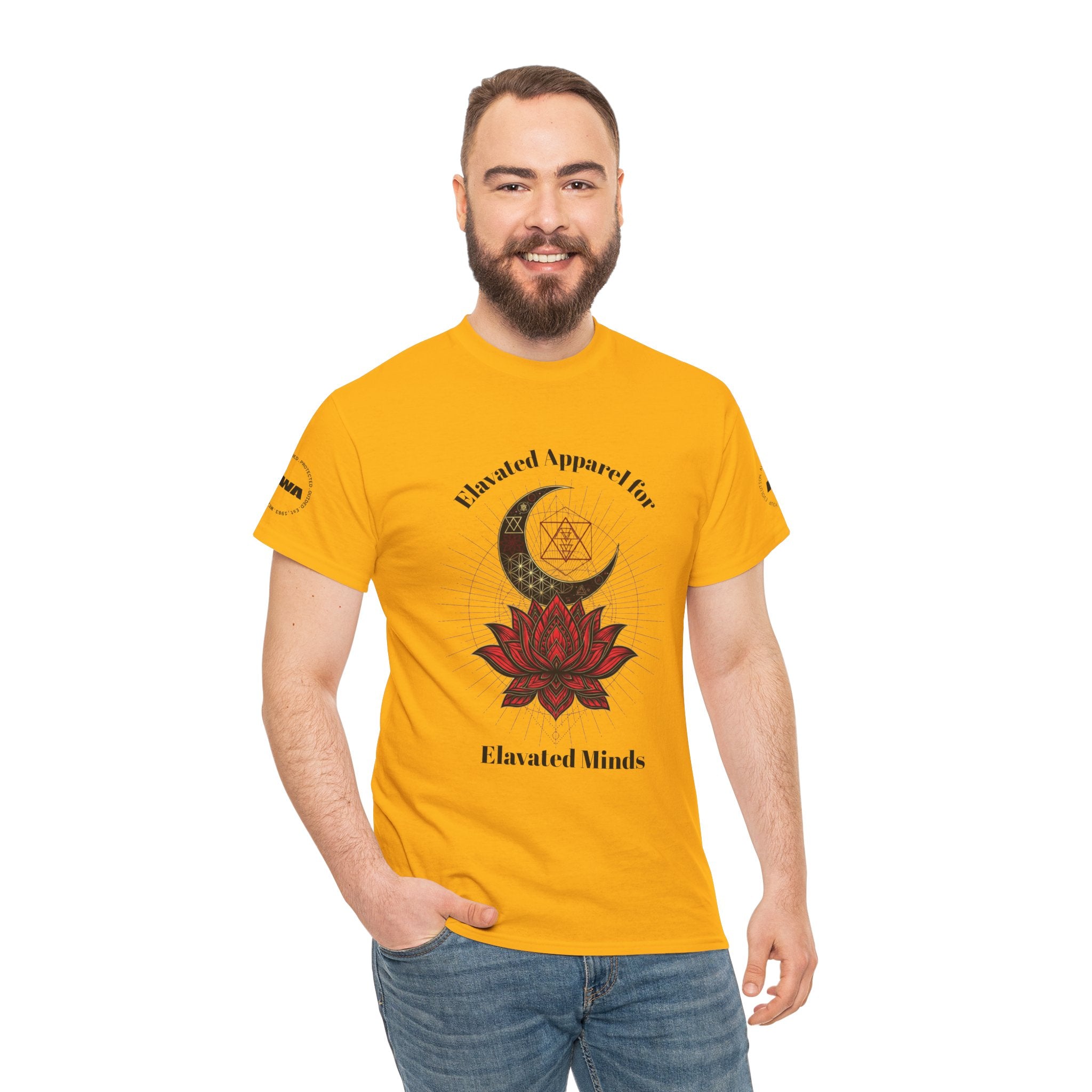 Lotus Moon Tee — "Elevated Minds" Spiritual Graphic T-Shirt - Awaken Within Apparel