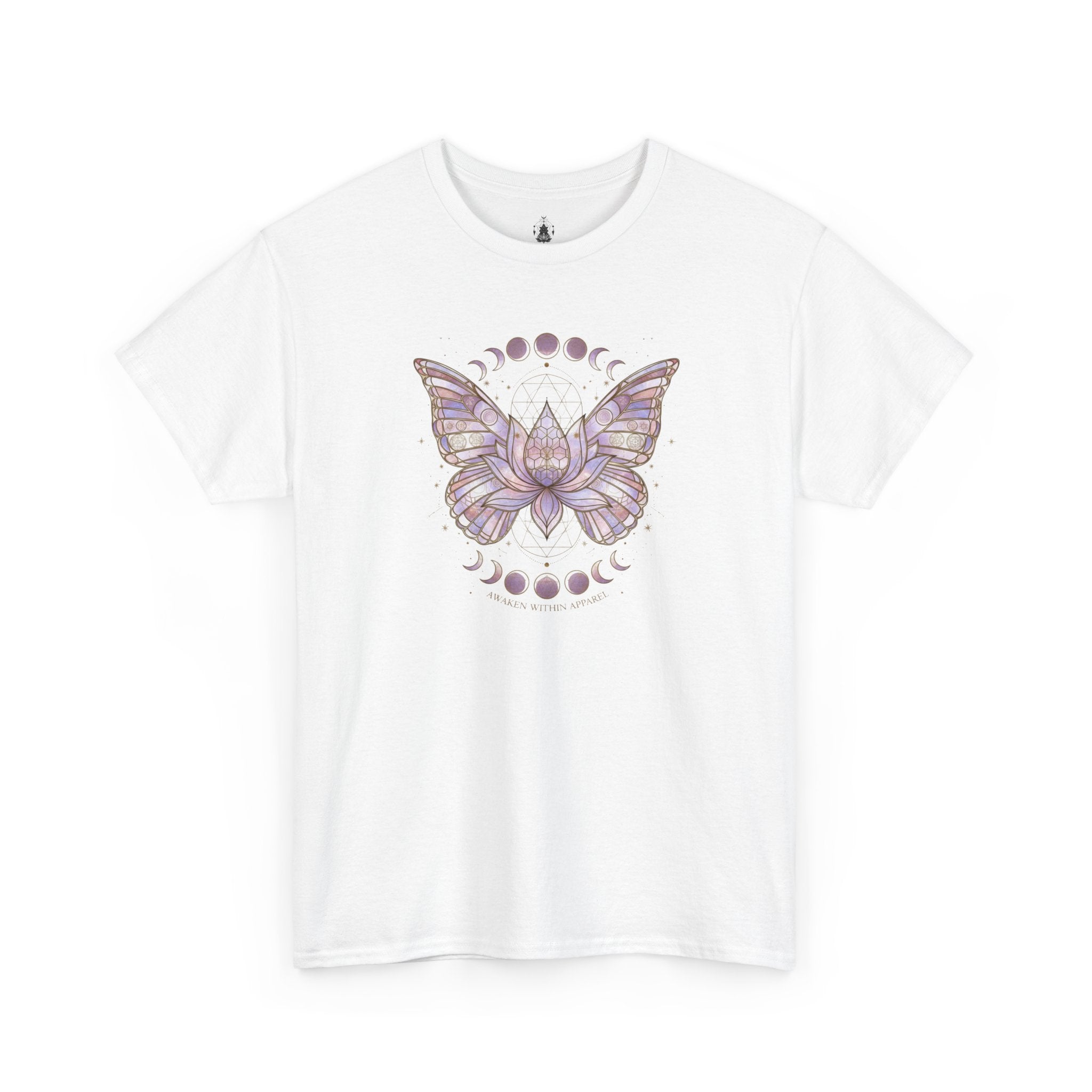 Mystic Moon Butterfly Tee — Floral Lotus Moth Tee for Spiritual & Boho Style