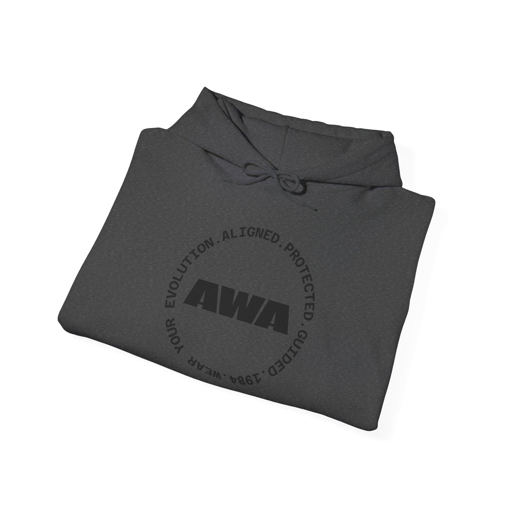AWA Circle Logo Hoodie — Minimalist Monochrome Pullover