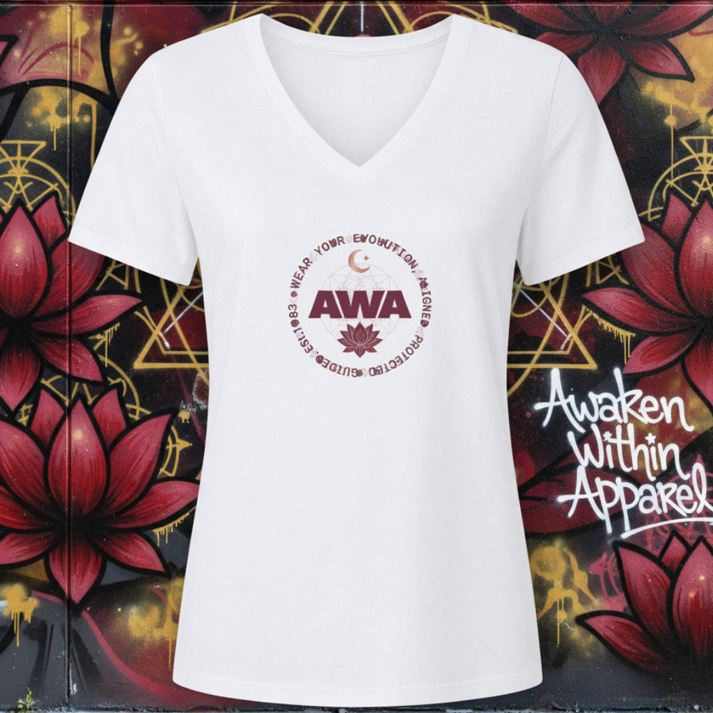 AWA Floral Crest V-Neck Tee