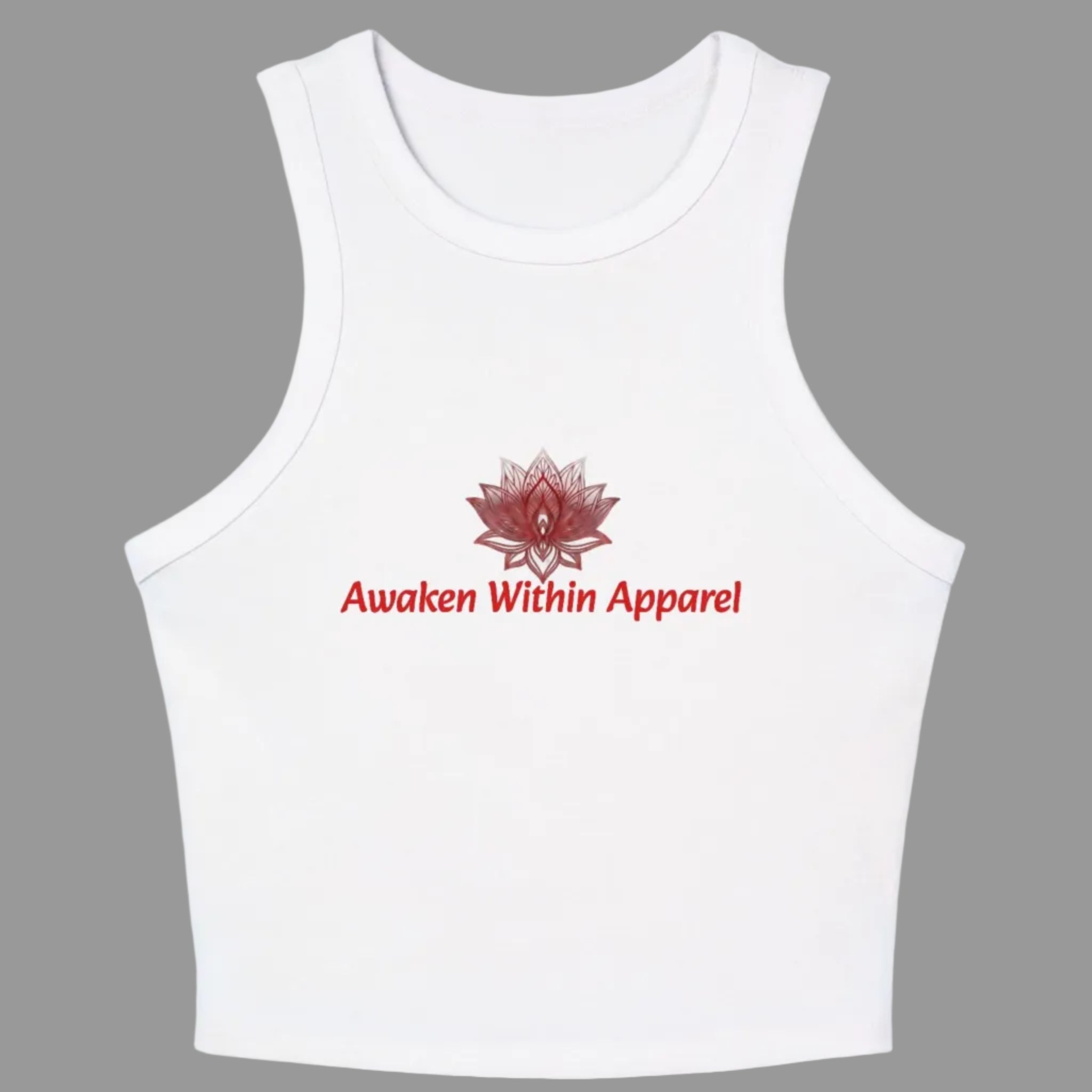 Lotus Racer Crop Tank – Women's Spiritual Yoga Top | Awaken Within Apparel