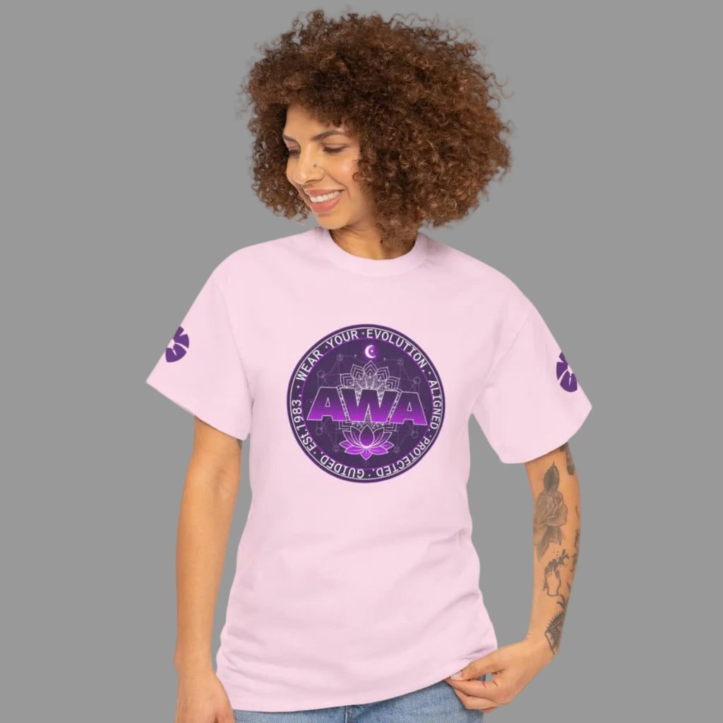 AWA Evolution Logo Purple Retro Space Graphic Tee