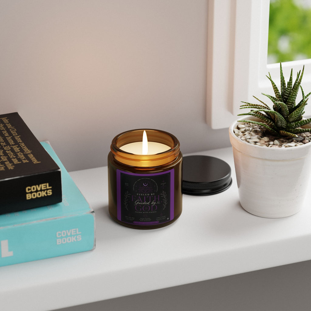 Soy Candle — 'Guided By God' Amber Jar Scented Candle (Multi-Size)