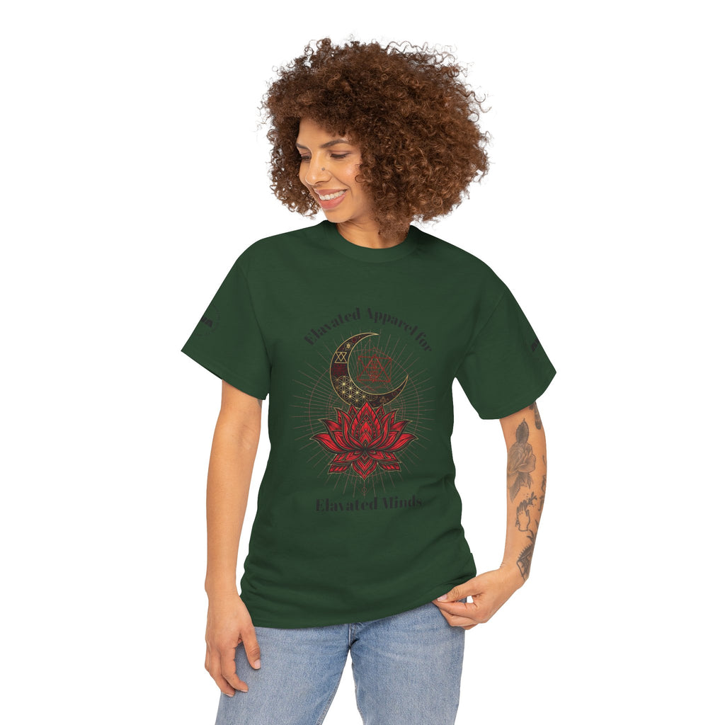 Lotus Moon Tee — "Elevated Minds" Spiritual Graphic T-Shirt - Awaken Within Apparel
